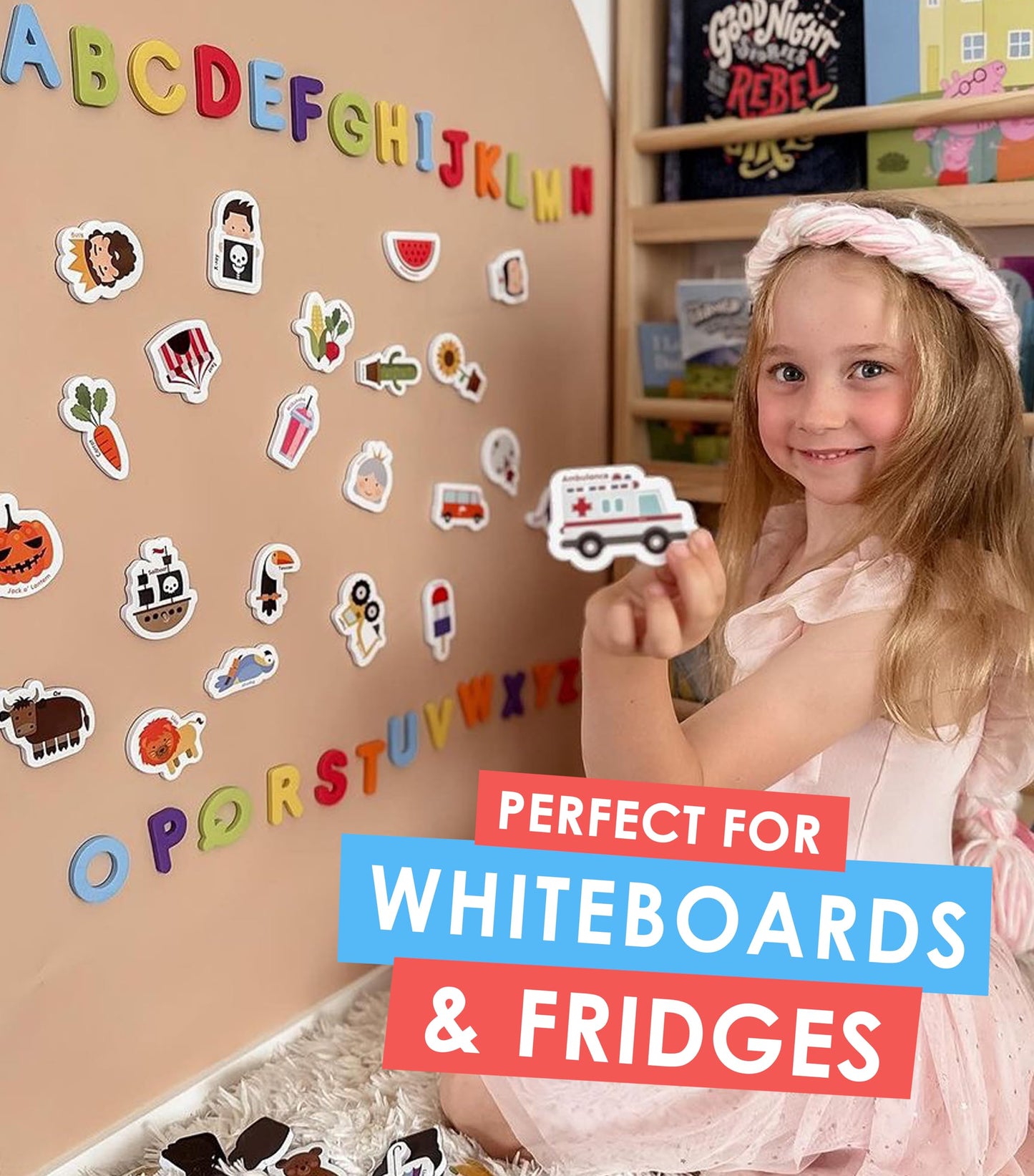 Curious Columbus Magnetic Objects & Letters – 78 Foam Magnets (52 Pictures, 26 A–Z) | Preschool Educational Toy