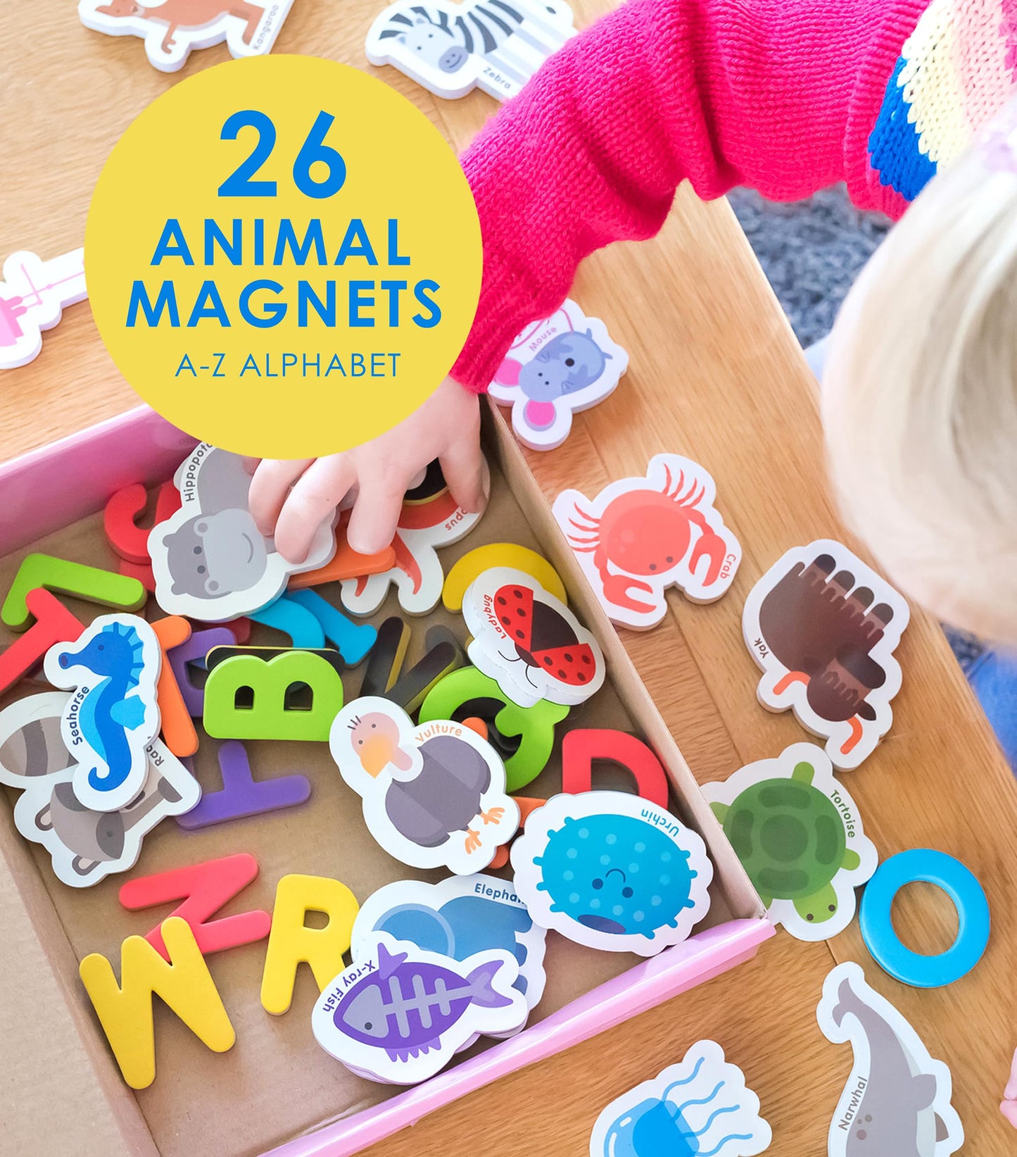 Curious Columbus Toddler Magnets – 52 Animal & Alphabet Fridge Magnets