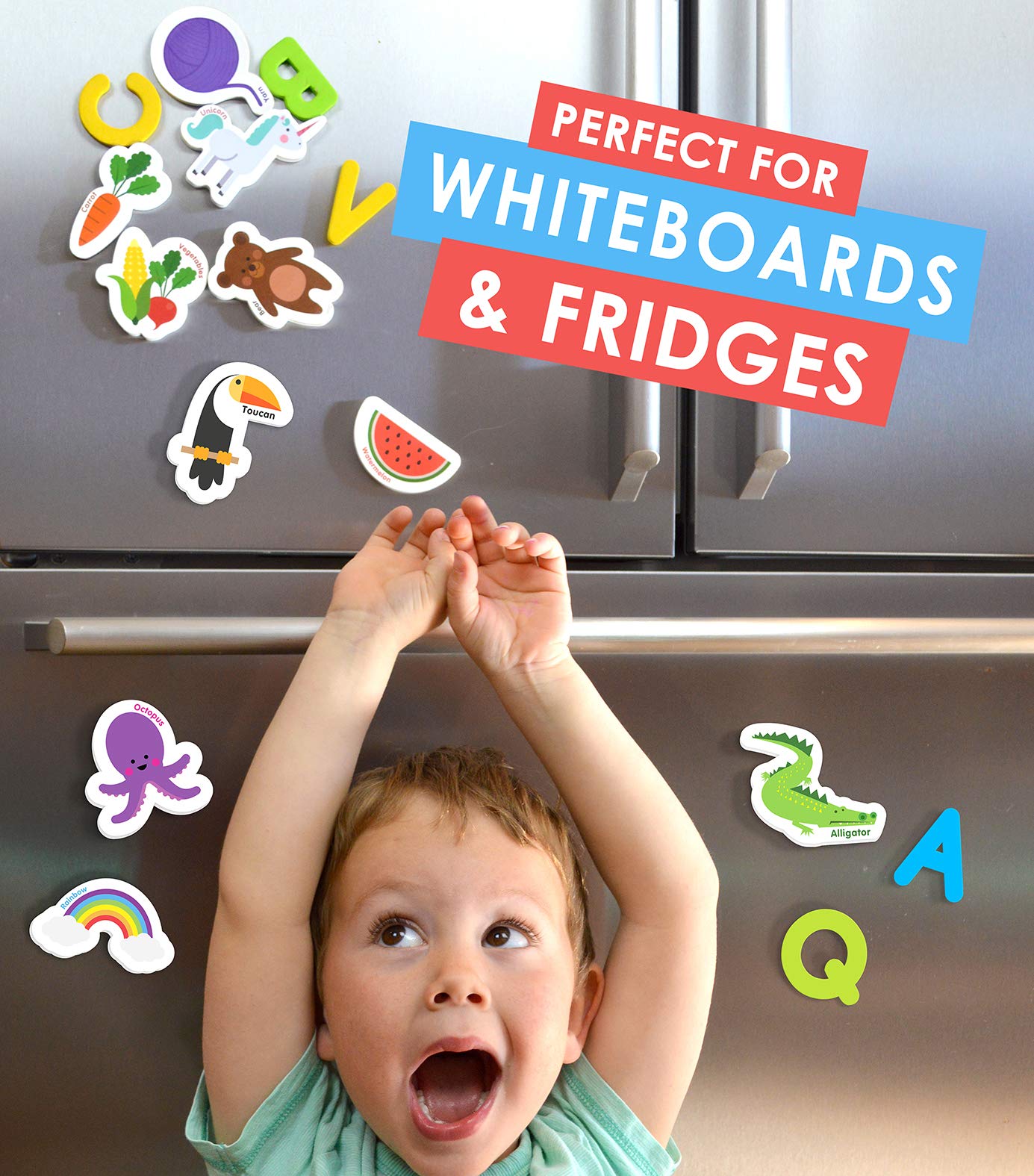 Curious Columbus Magnetic Objects & Letters – 78 Foam Magnets (52 Pictures, 26 A–Z) | Preschool Educational Toy