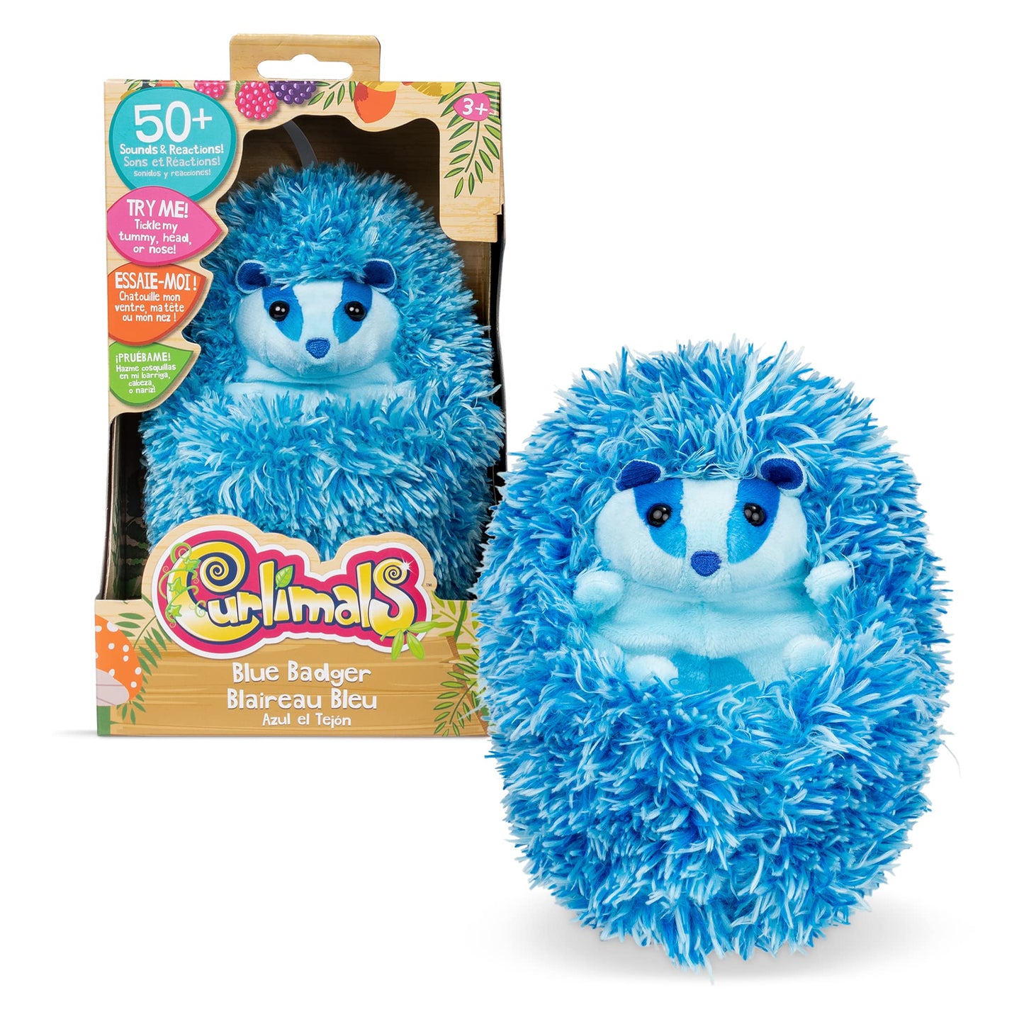 Curlimals Blue the Badger – Interactive Talking Plush Toy | 5-Inch, 50+ Sounds, New 2023