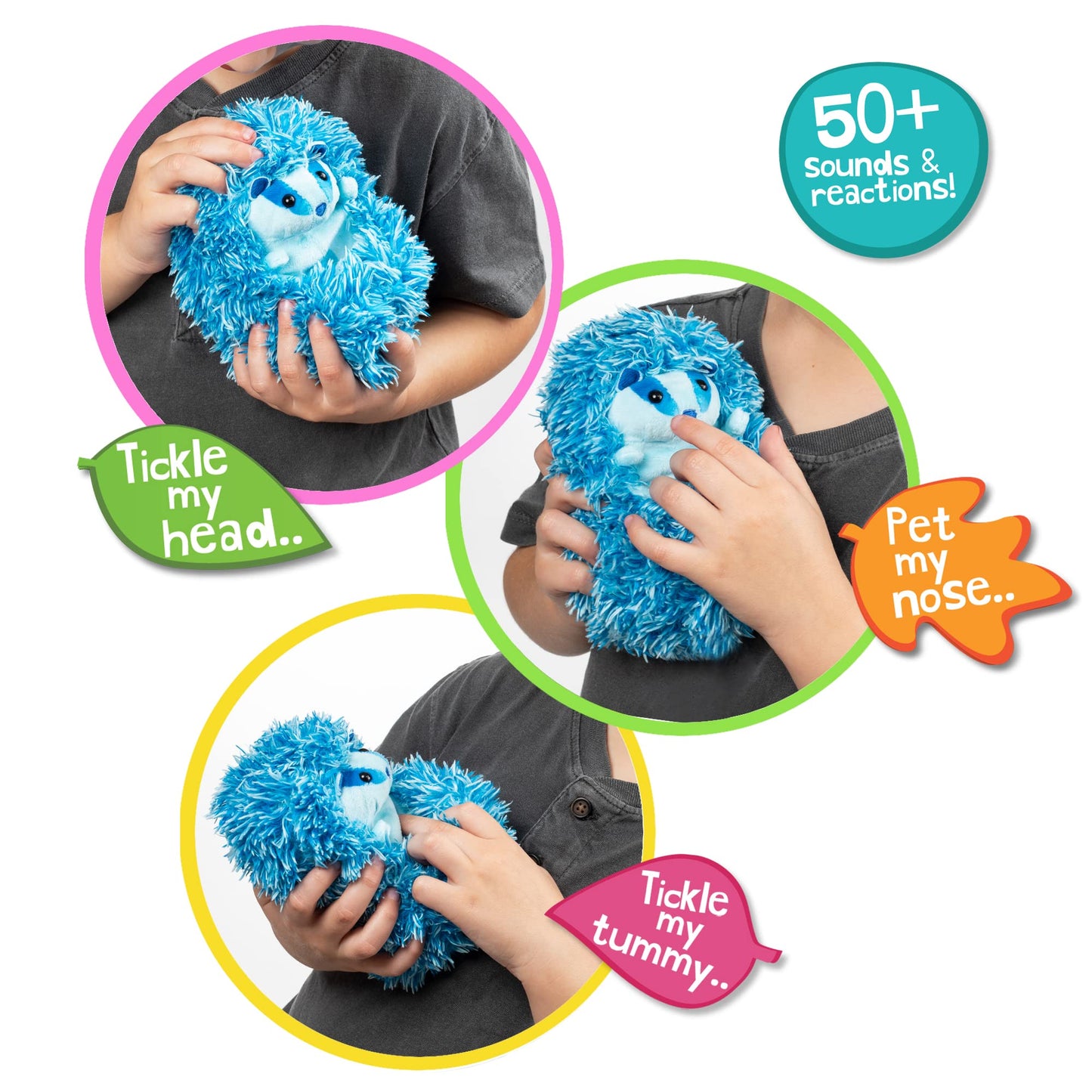 Curlimals Blue the Badger – Interactive Talking Plush Toy | 5-Inch, 50+ Sounds, New 2023