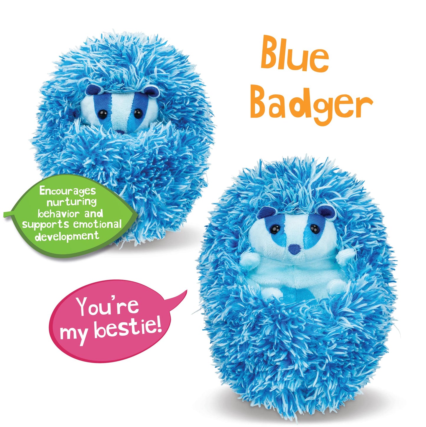 Curlimals Blue the Badger – Interactive Talking Plush Toy | 5-Inch, 50+ Sounds, New 2023