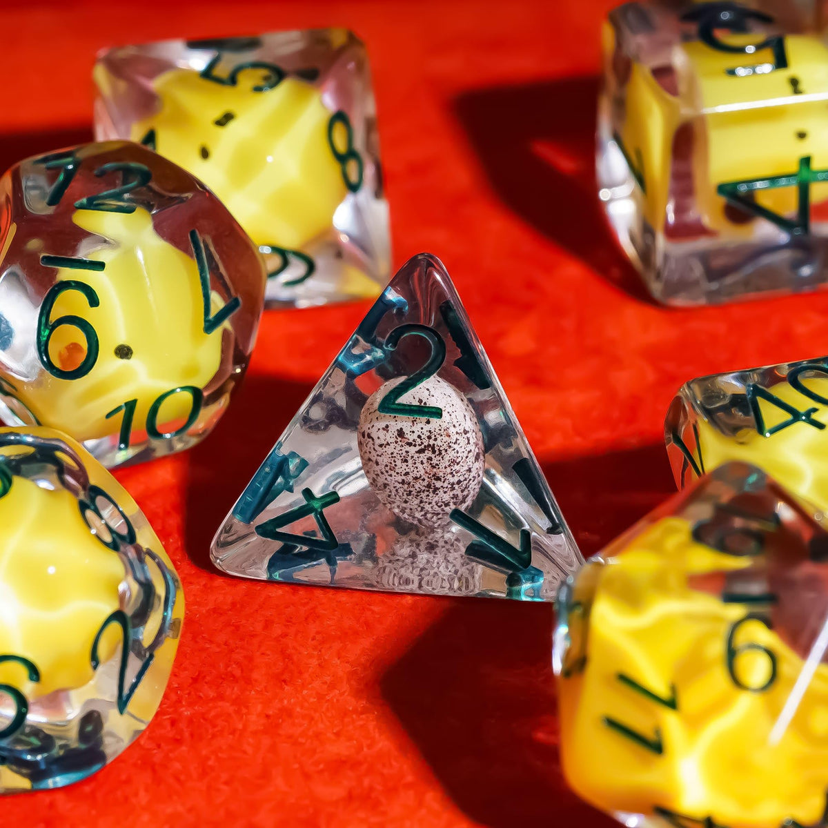 Cusdie 7-Die DND Dice Set Yellow Chicken – Polyhedral RPG Dice