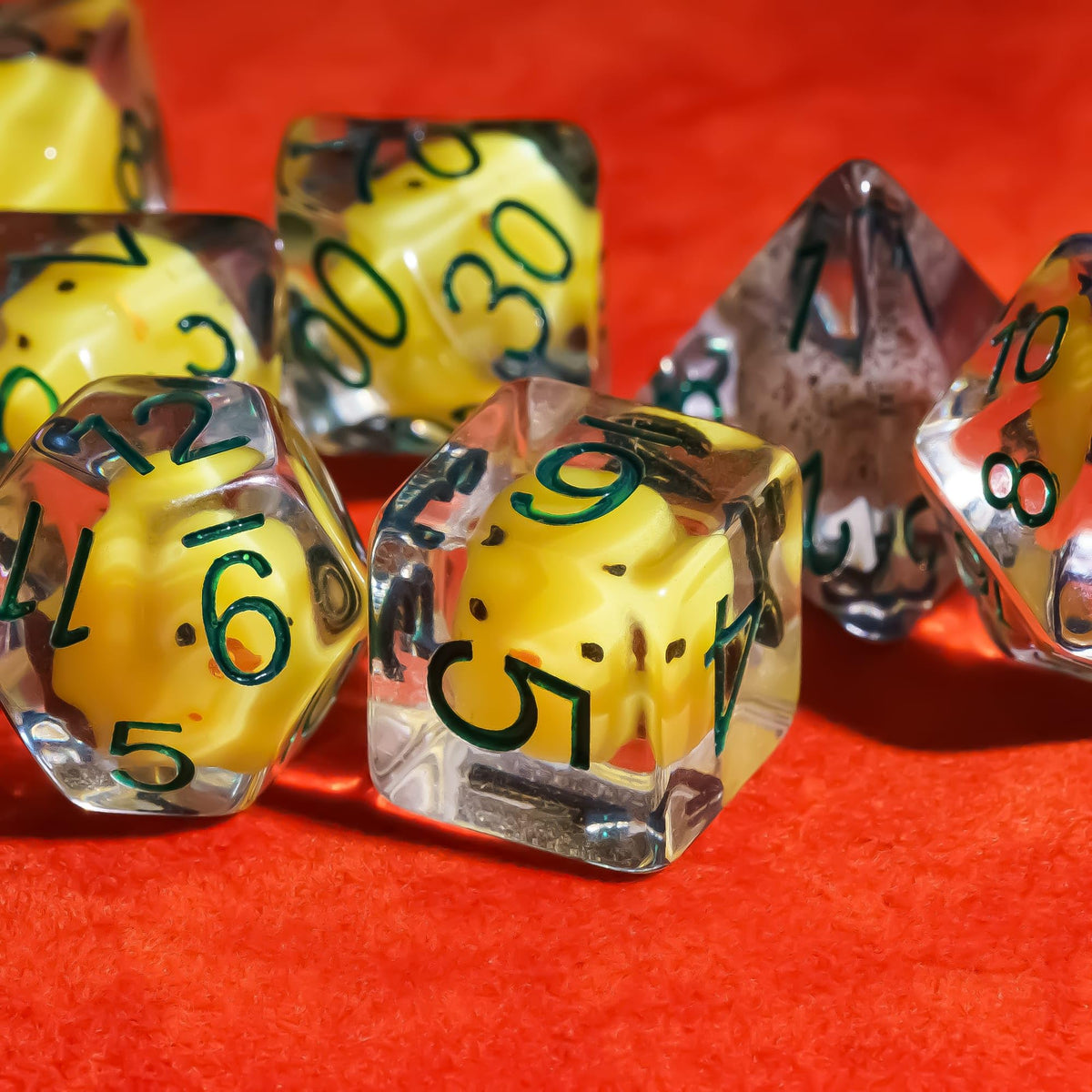 Cusdie 7-Die DND Dice Set Yellow Chicken – Polyhedral RPG Dice