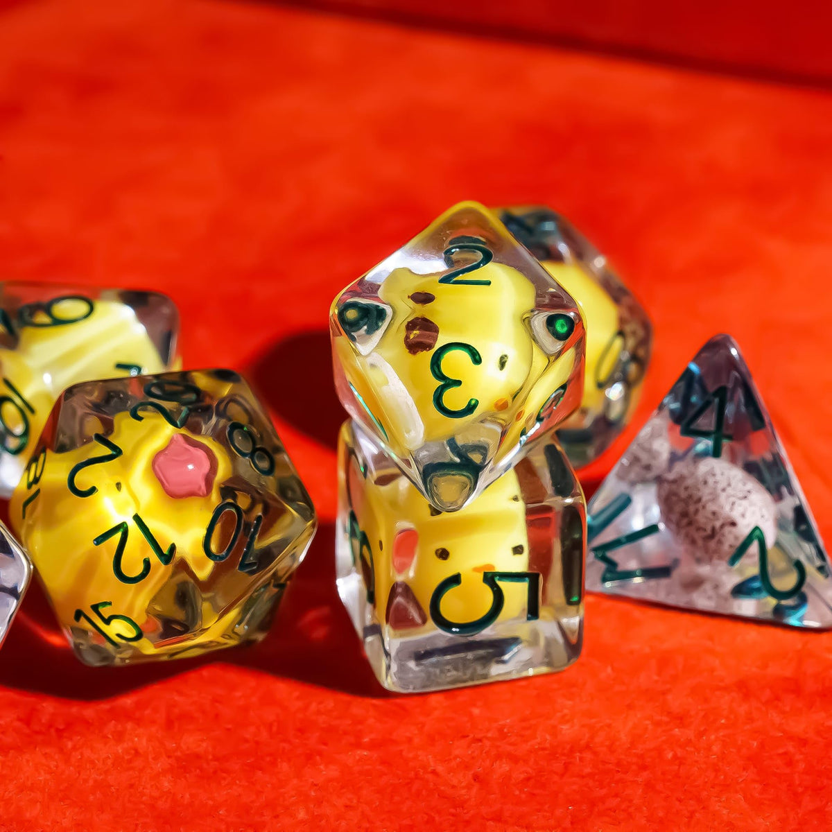 Cusdie 7-Die DND Dice Set Yellow Chicken – Polyhedral RPG Dice
