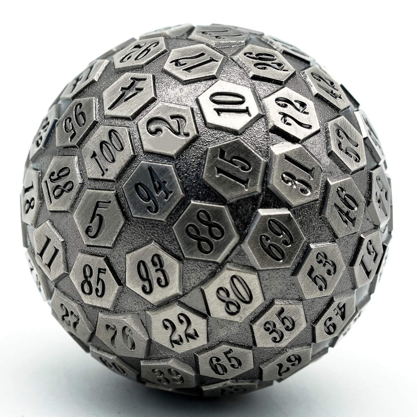 Cusdie D100 DND Metal Dice – 100-Sided Giant Die with Gift Box (Ancient Silver)