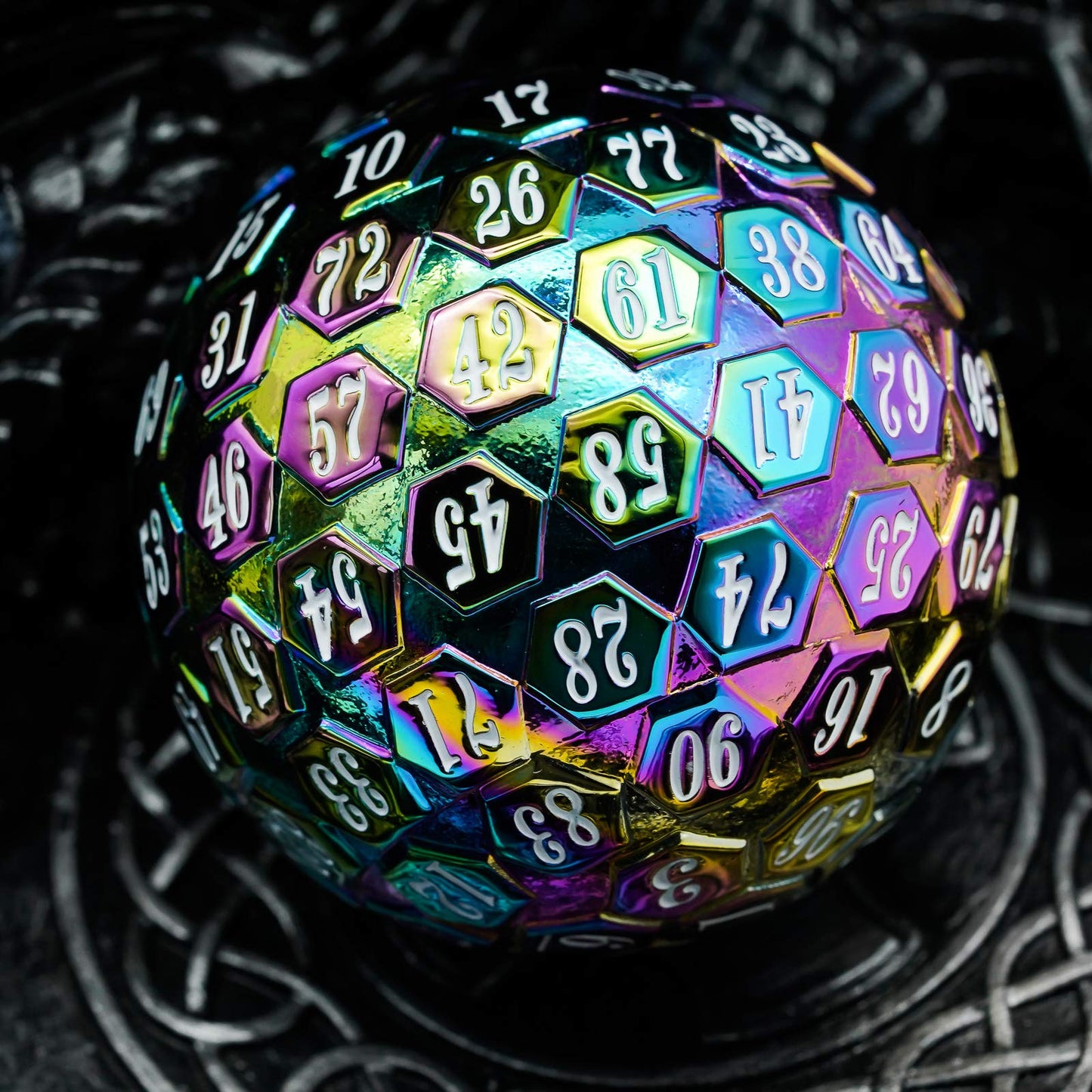 Cusdie D100 DND Metal Dice – 100-Sided Rainbow Dice with Gift Box