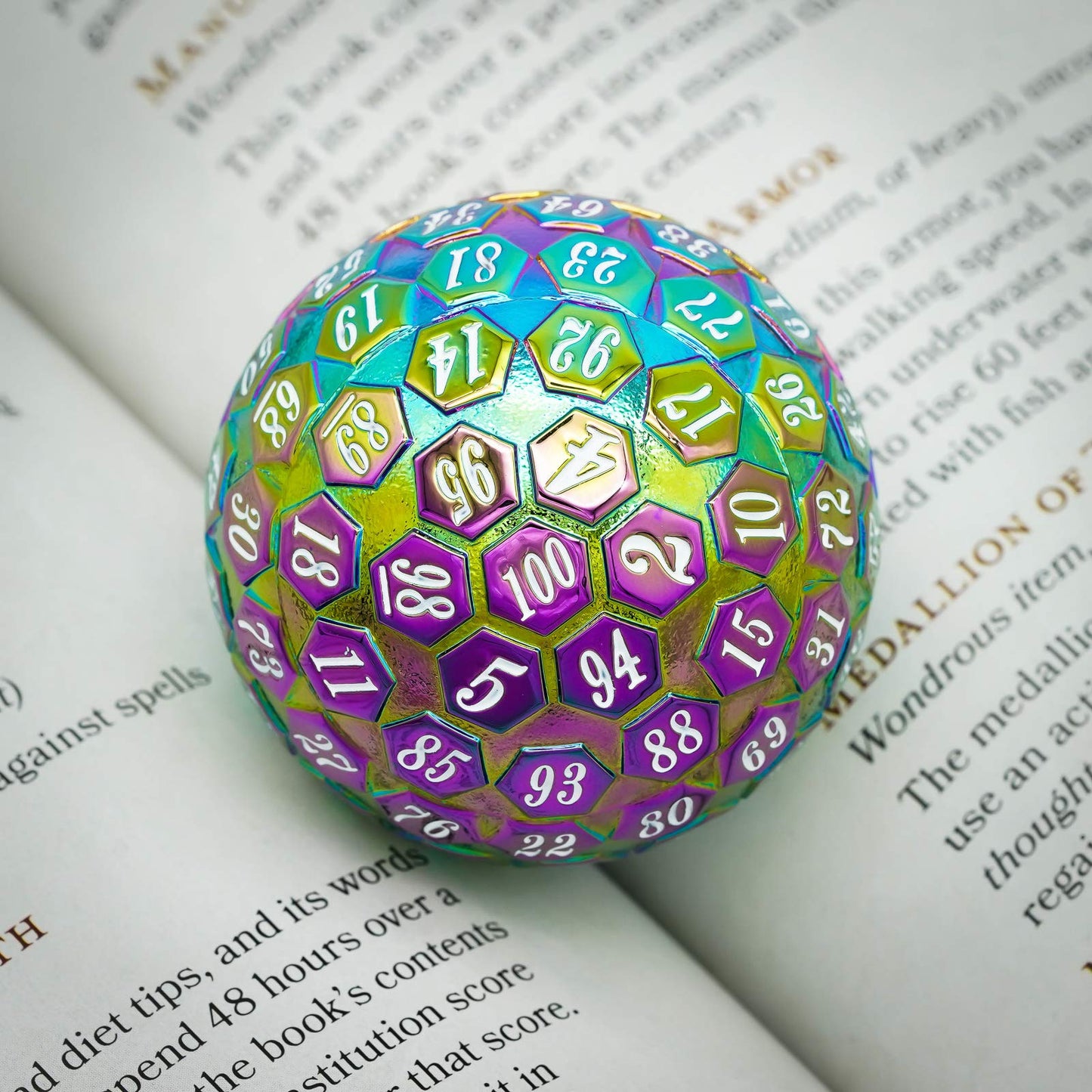 Cusdie D100 DND Metal Dice – 100-Sided Rainbow Dice with Gift Box