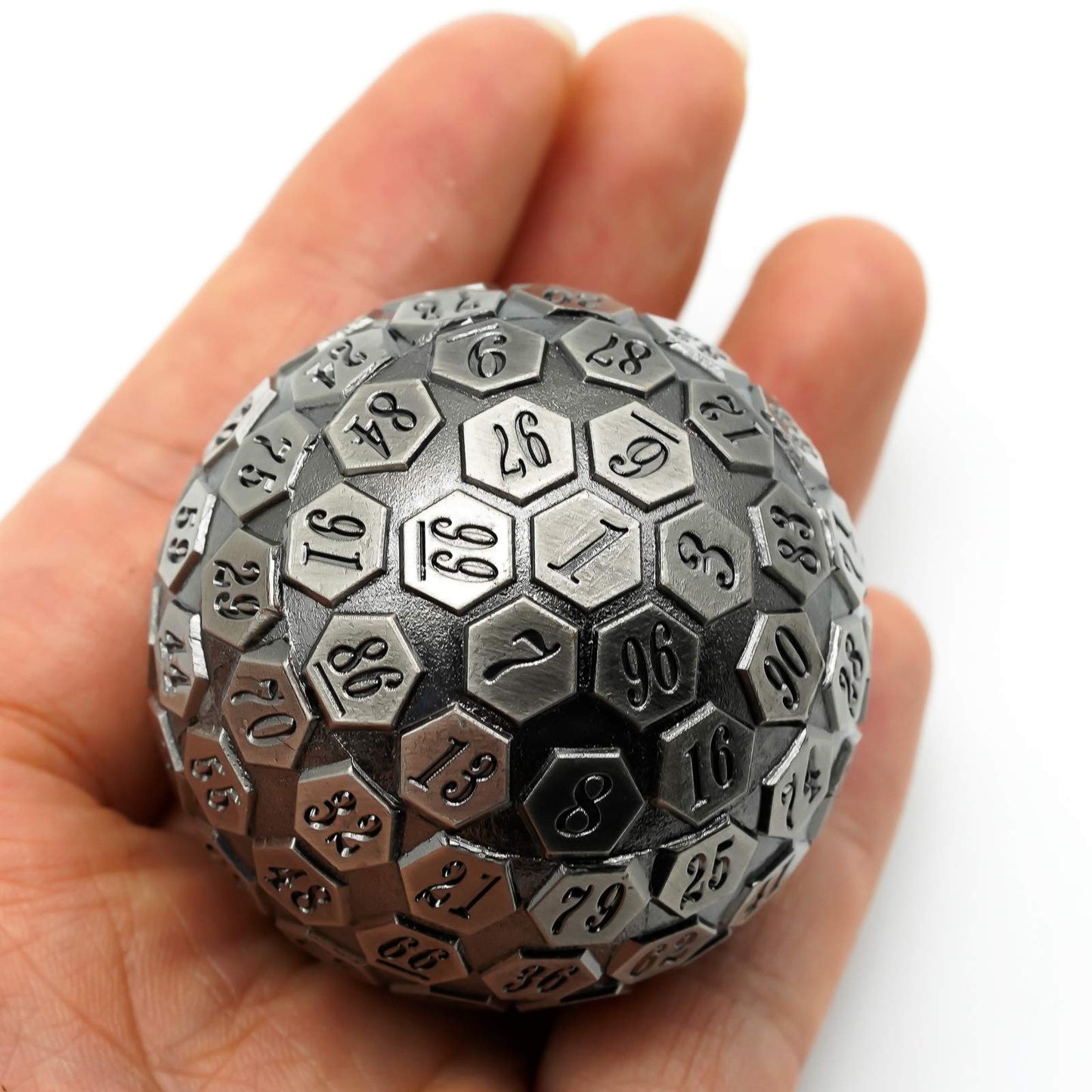 Cusdie D100 DND Metal Dice – 100-Sided Giant Die with Gift Box (Ancient Silver)