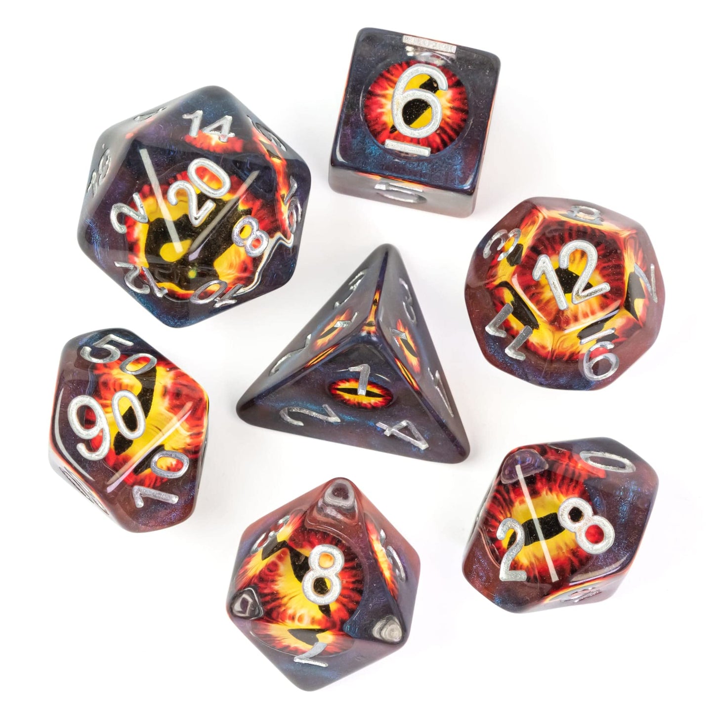 Cusdie 7-Die DND Dice – Eye in the Starry Sky Polyhedral Dice Set (Brown Eyeball)