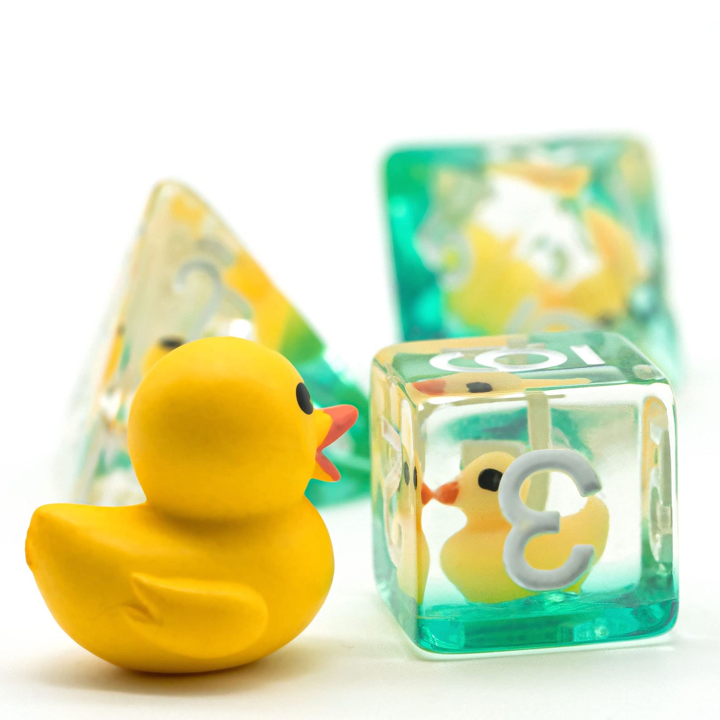 Cusdie 7-Die DND Dice Set – Polyhedral Dice with Animal Inside (Yellow Duck)