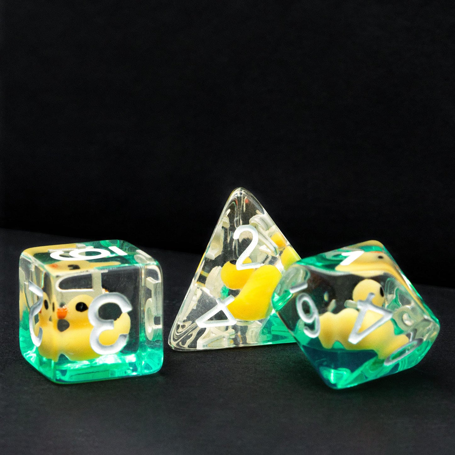 Cusdie 7-Die DND Dice Set – Polyhedral Dice with Animal Inside (Yellow Duck)