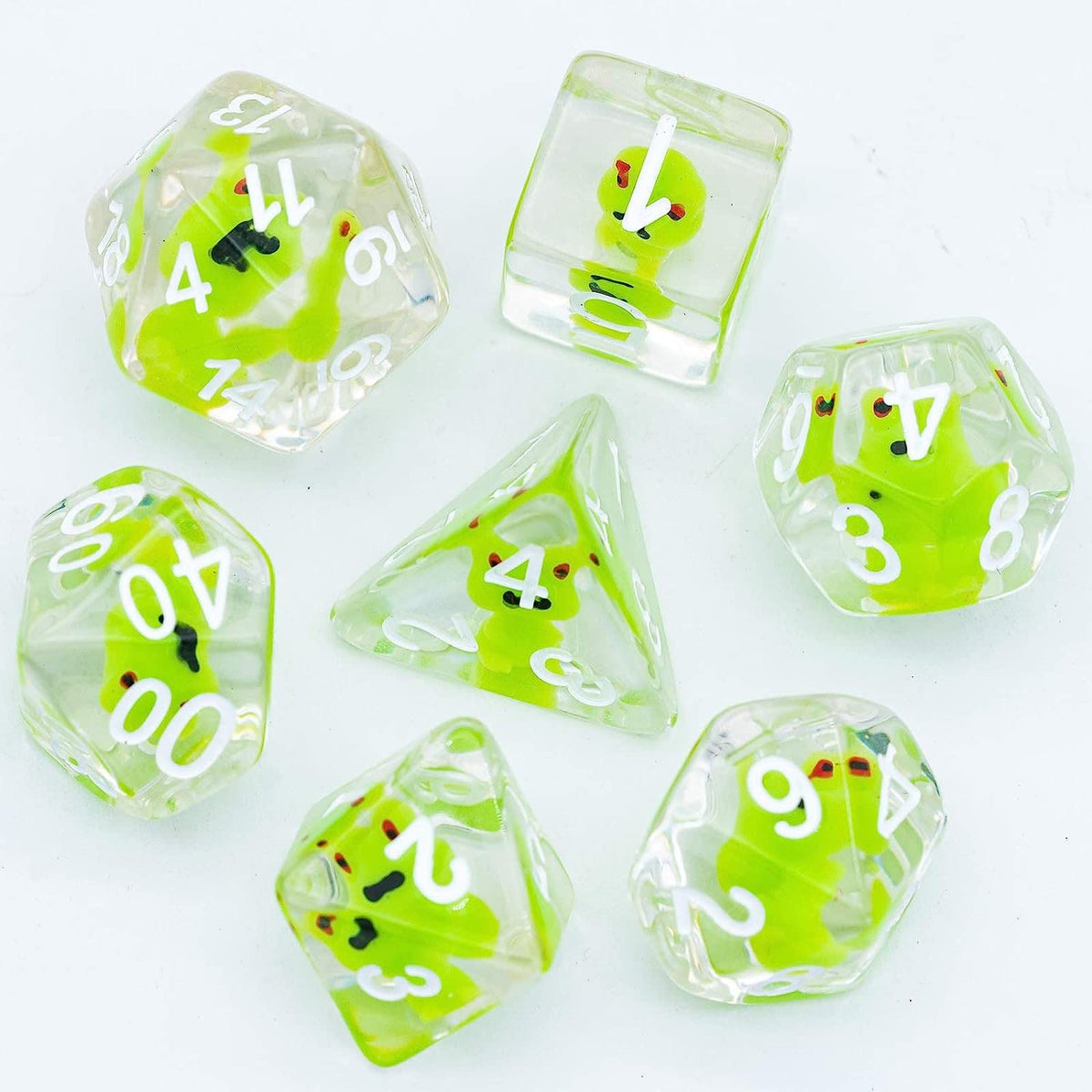 Cusdie 7-Die Frog-Filled Polyhedral Dice Set for D&D – RPG Dice