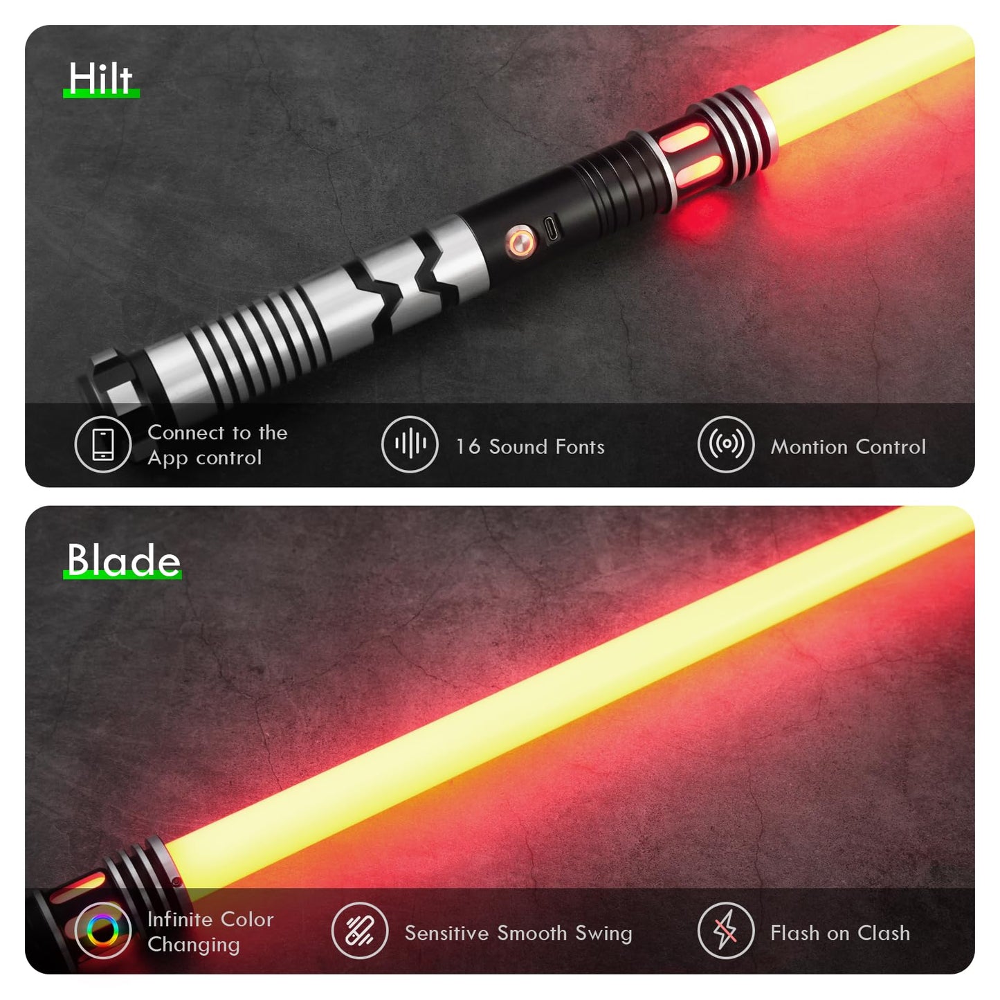 CUSTOM SABER Upgrade Smooth Swing XRGB 3.0 – Motion-Control Light Saber with 16 Sound Fonts