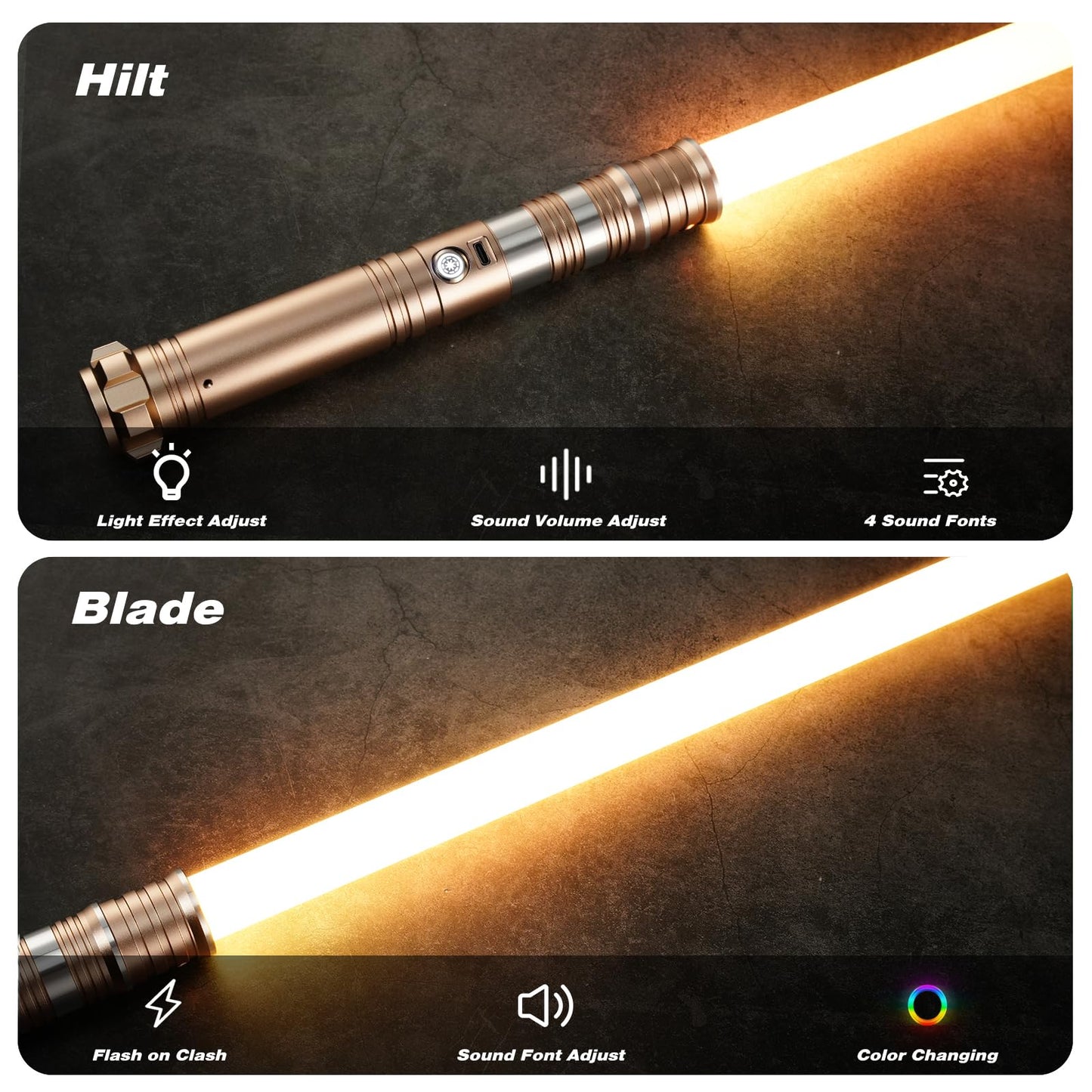 Custom Saber RGB Light Saber – 12 Colors, Metal Hilt, 4 Sound Fonts, Rechargeable, Dueling Ready