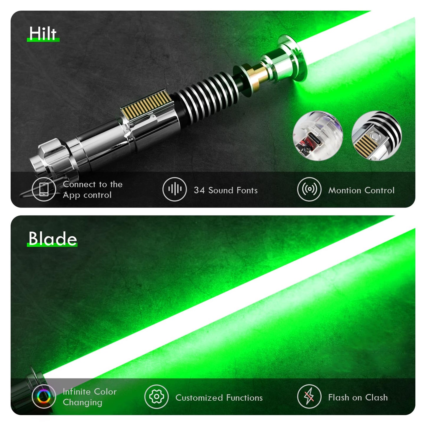 CUSTOM SABER Xenopixel 3.0 Light Saber — 34 Sound Fonts, Motion Control, Infinite Color, Stand