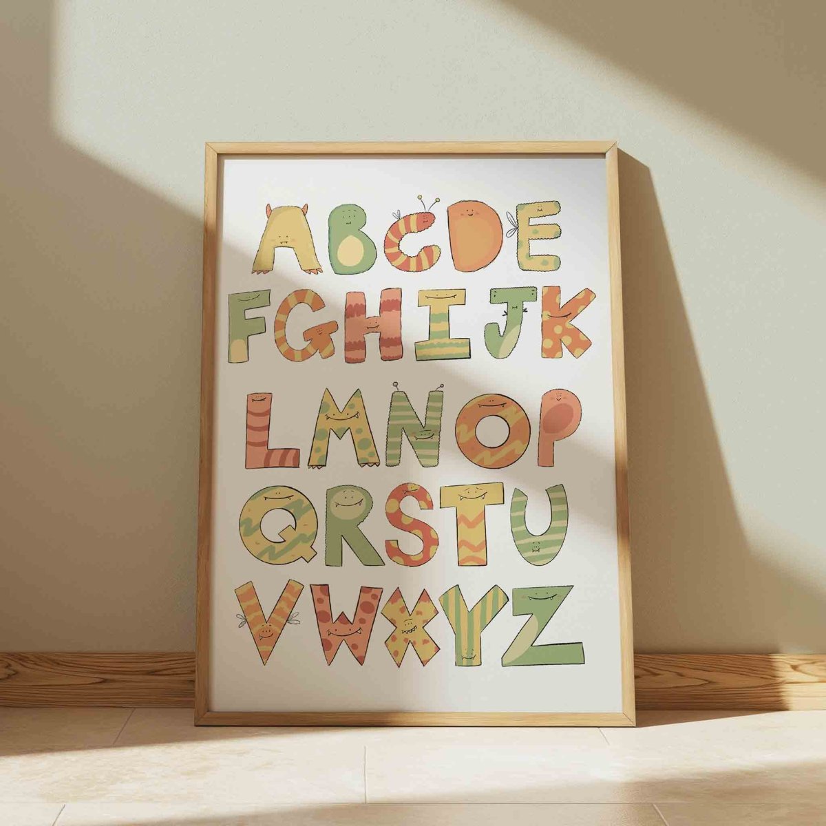 Cute Monster Themed Alphabet Art For Kids Print