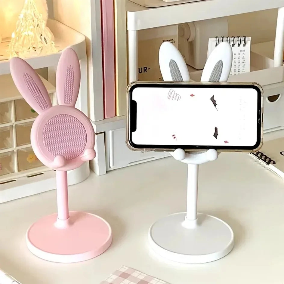 Cute Rabbit Mobile Phone Stand – Adjustable Desktop Holder for Smartphones & Tablets