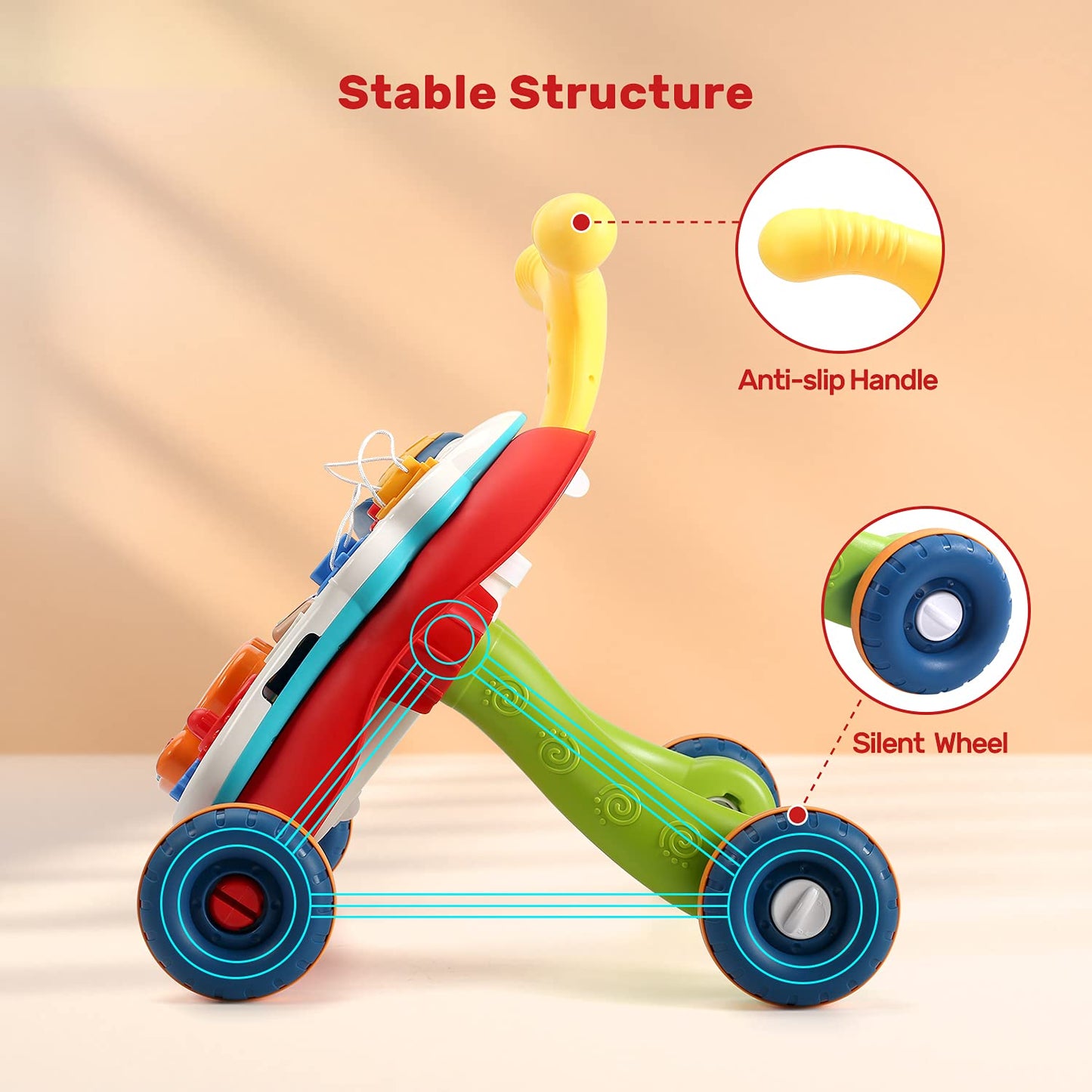 CUTE STONE Sit-to-Stand Learning Walker – 2-in-1 Baby Walker & Activity Center