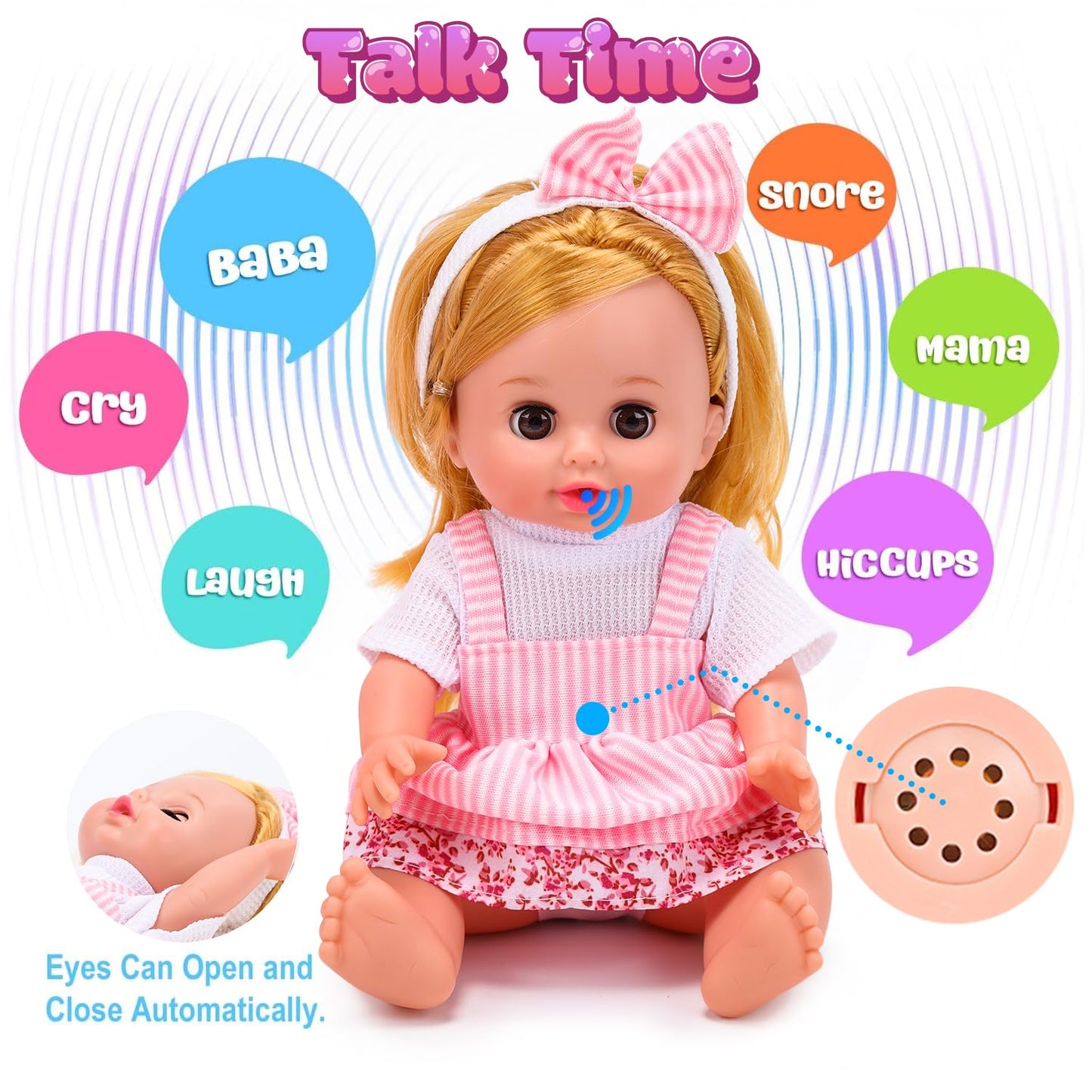 CUTE STONE Baby Doll Playset with Stroller – 12-inch Doll, High Chair & Accessories