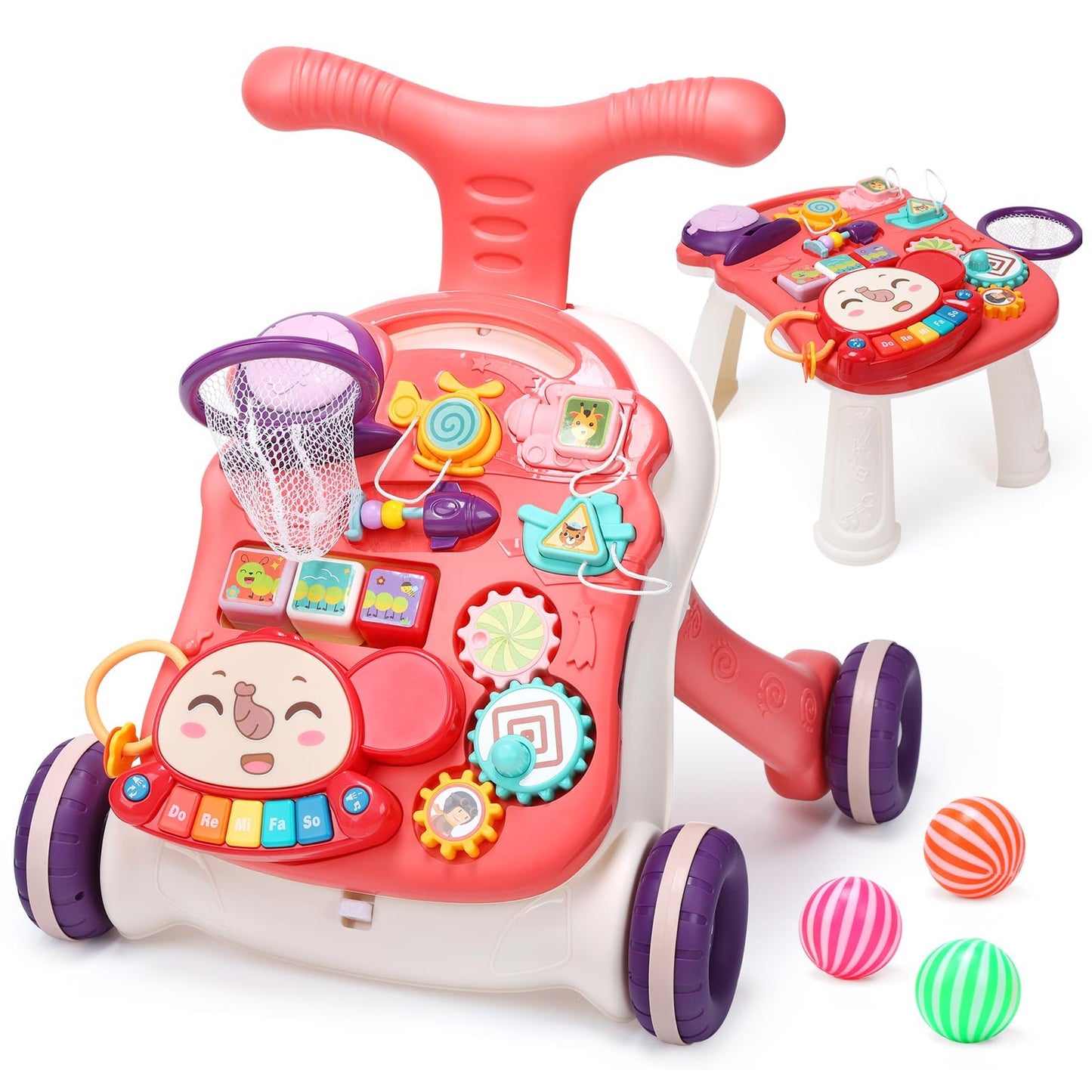 CUTE STONE Baby Walker — 2 in 1 Sit-to-Stand Learning Walker & Activity Center