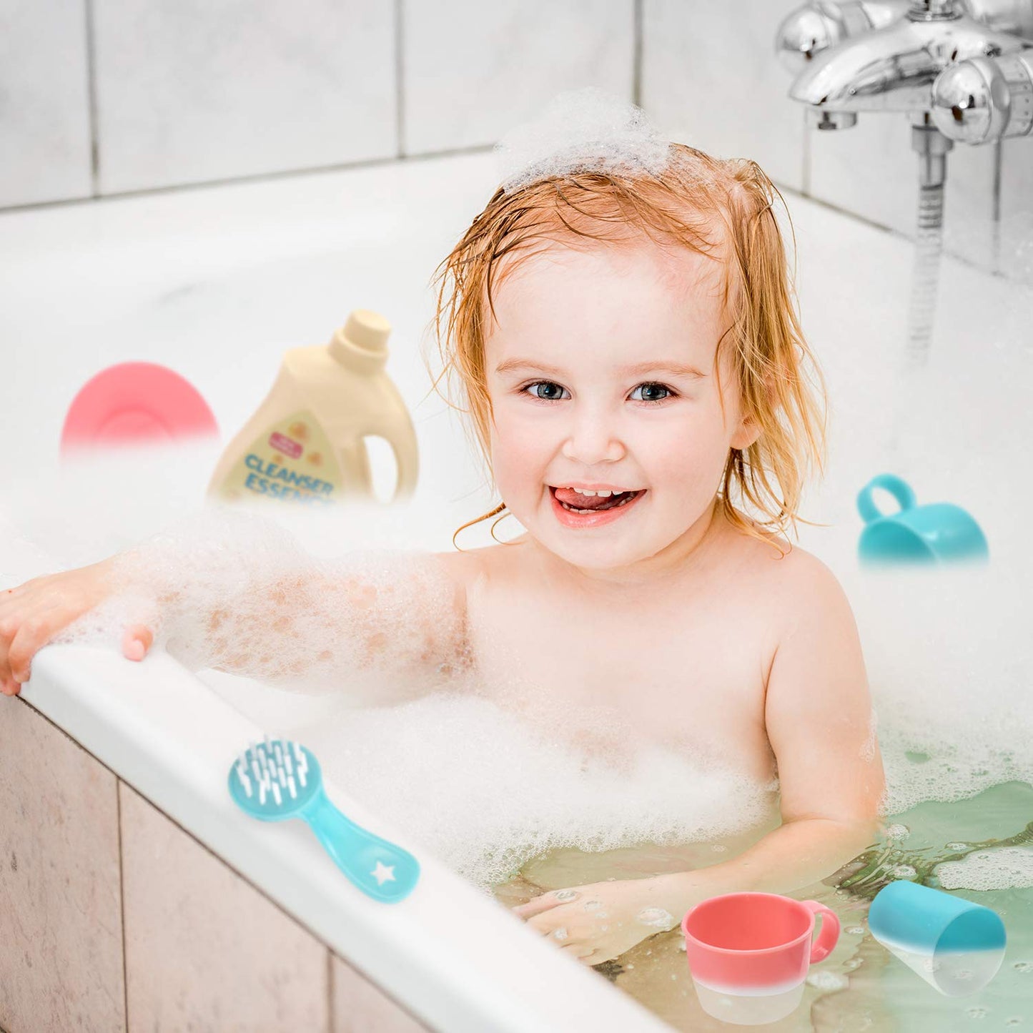 CUTE STONE Color Changing Play Kitchen Sink Toys with Real Faucet & Running Water