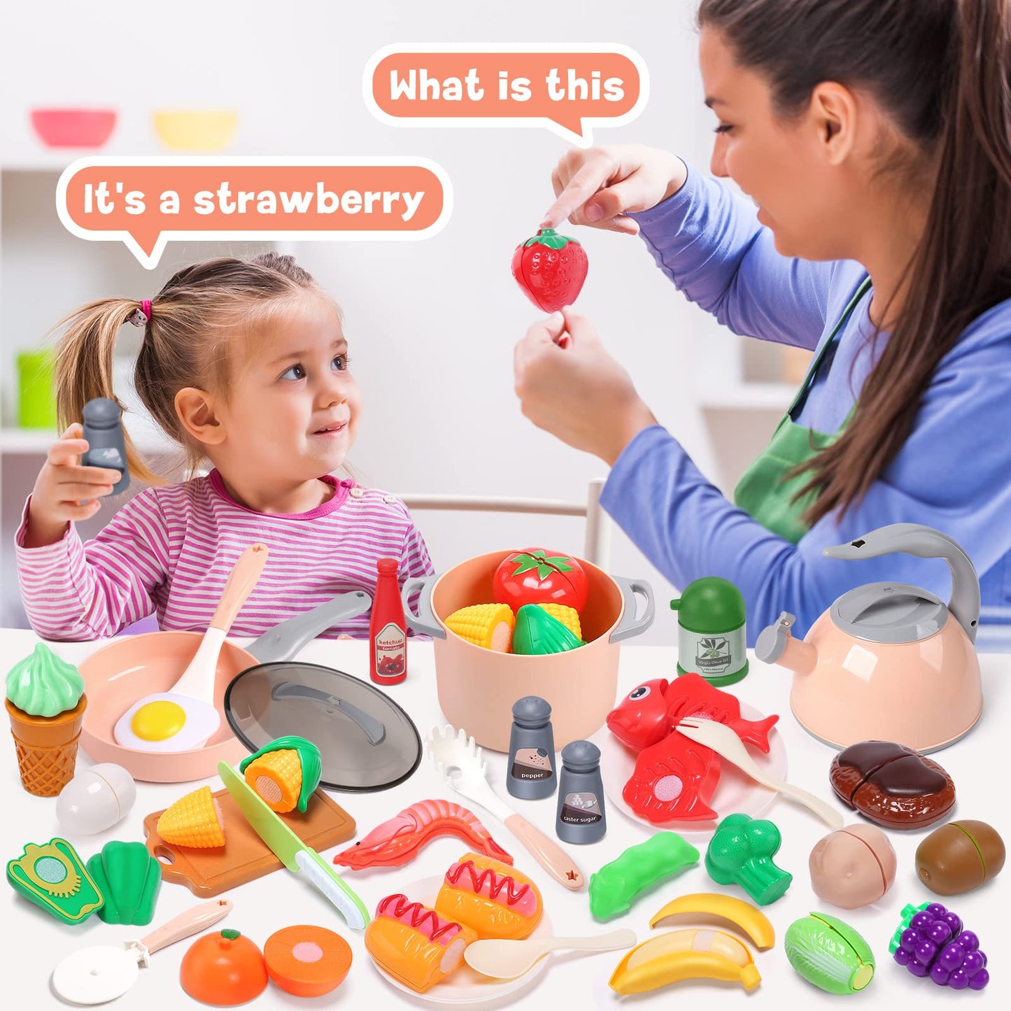 CUTE STONE Toy Kitchen Set – Pots, Pans & Utensils for Kids