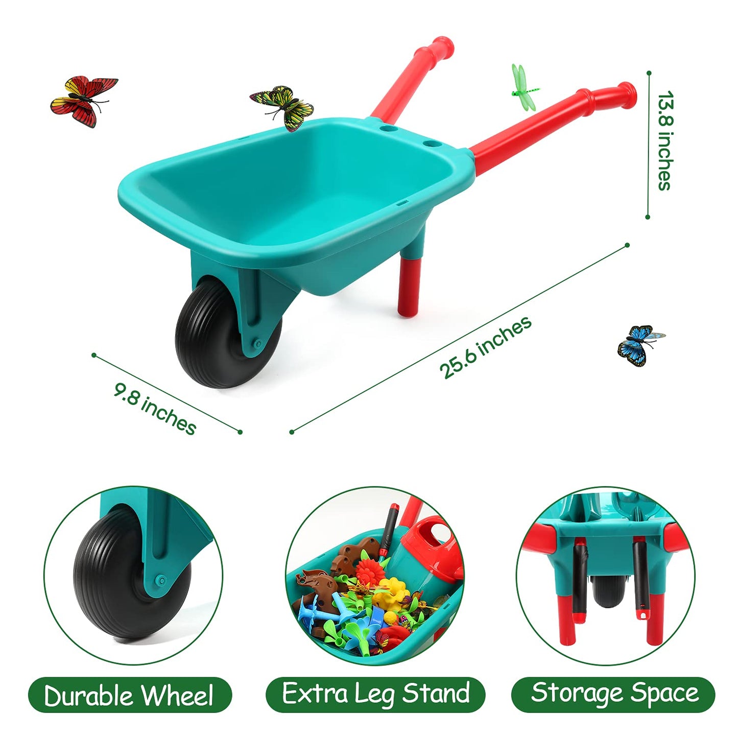 CUTE STONE Kids Gardening Tool Set with Wheelbarrow – Outdoor STEM Toy