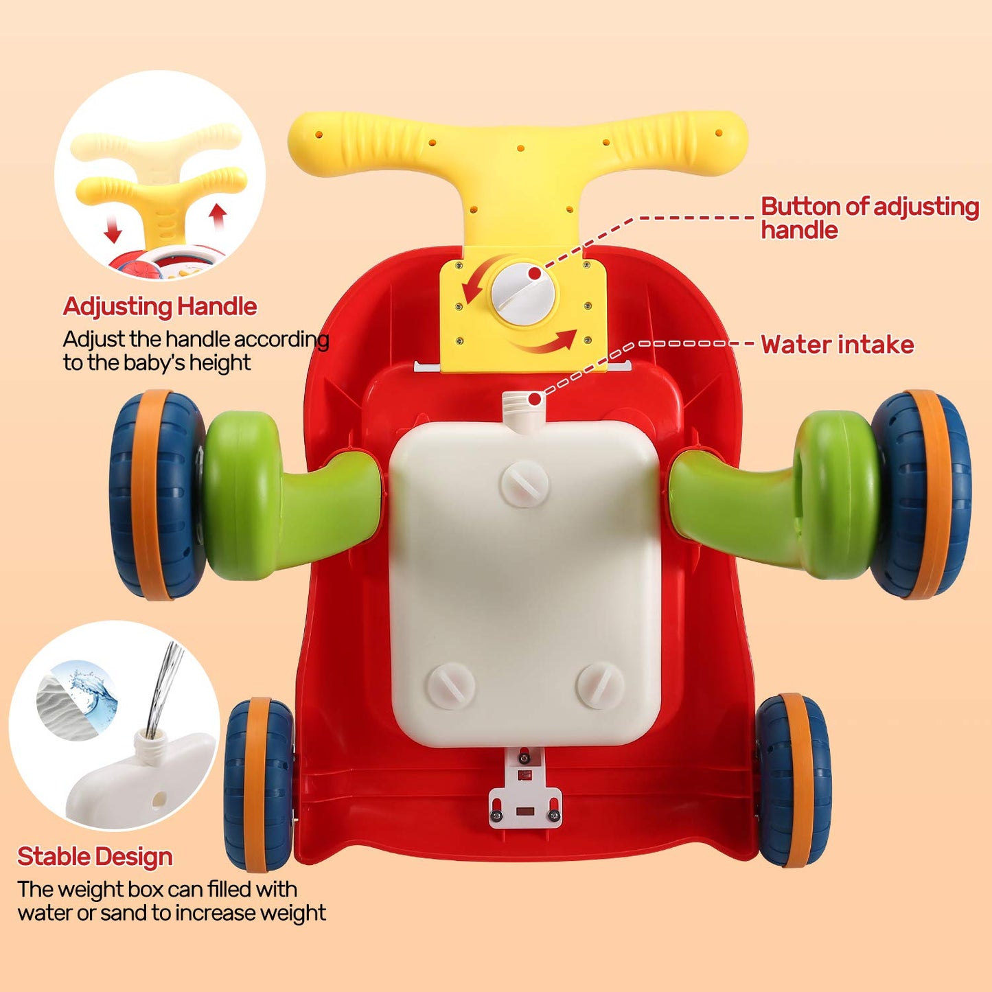 CUTE STONE Sit-to-Stand Learning Walker – 2-in-1 Baby Walker & Activity Center