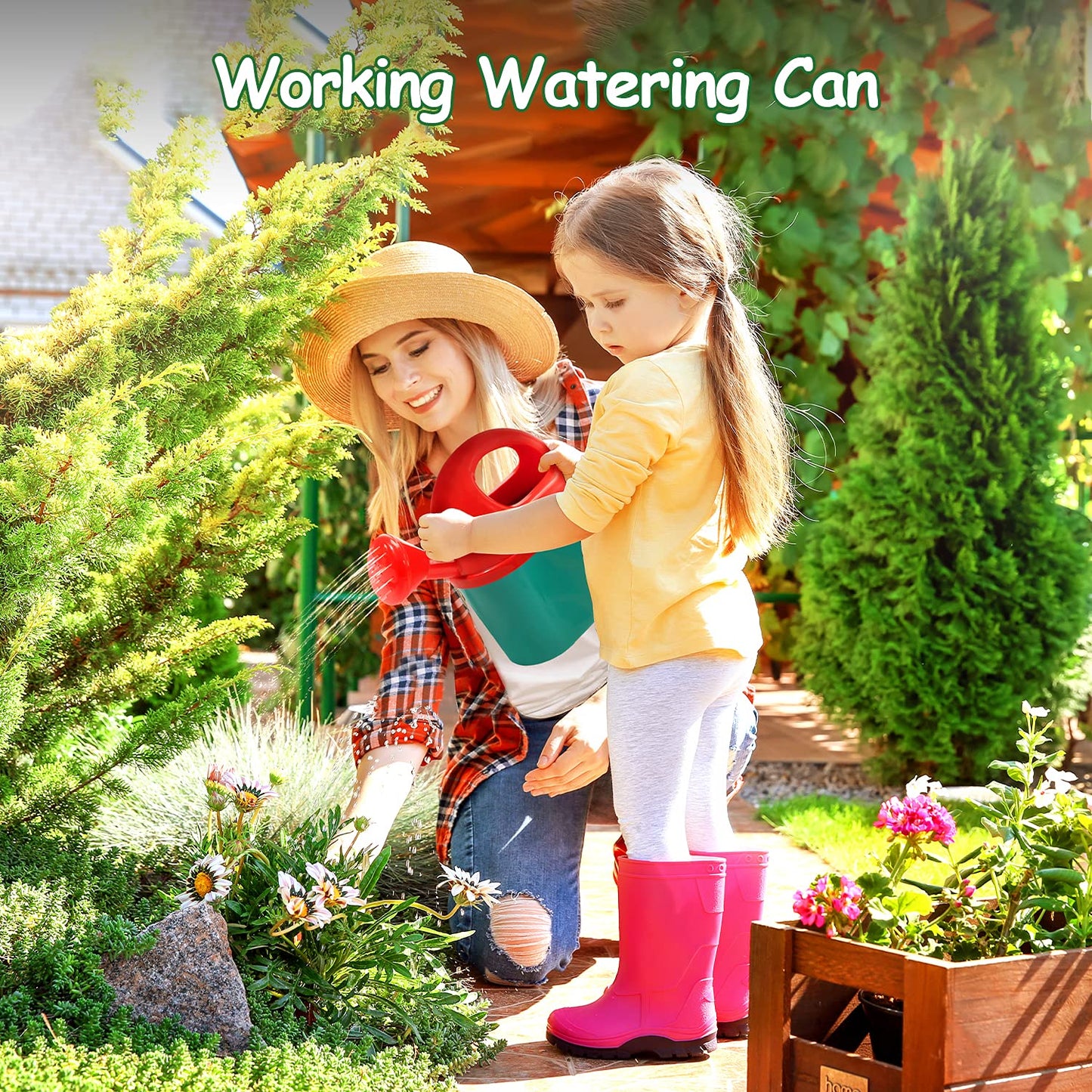 CUTE STONE Kids Gardening Tool Set with Wheelbarrow – Outdoor STEM Toy