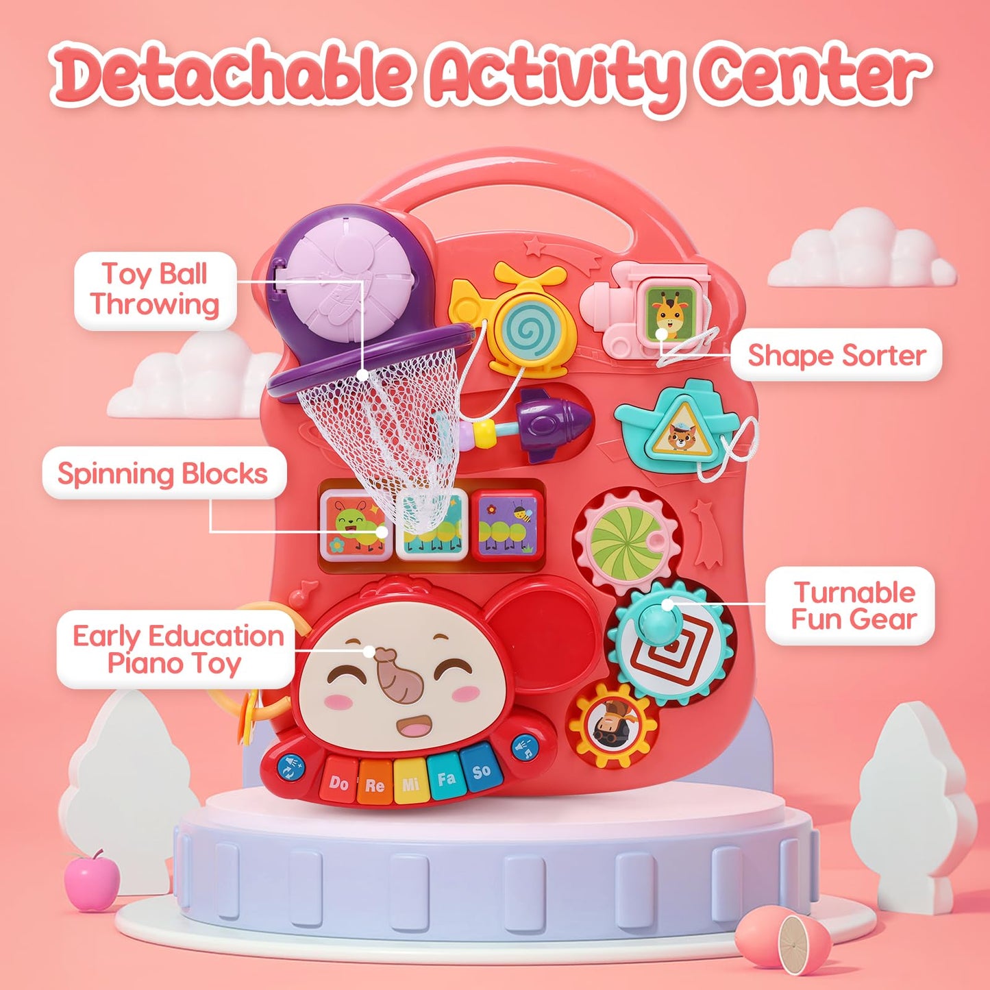 CUTE STONE Baby Walker — 2 in 1 Sit-to-Stand Learning Walker & Activity Center