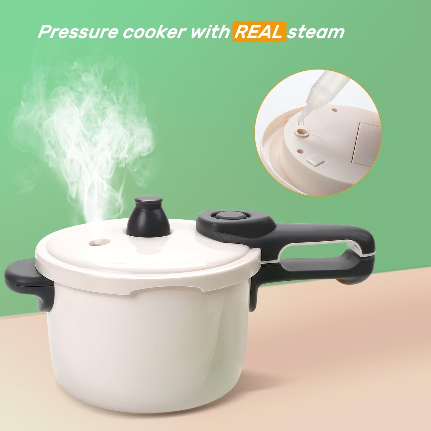 CUTE STONE Pretend Kitchen Toy with Steam Pressure Pot & Induction Cooktop