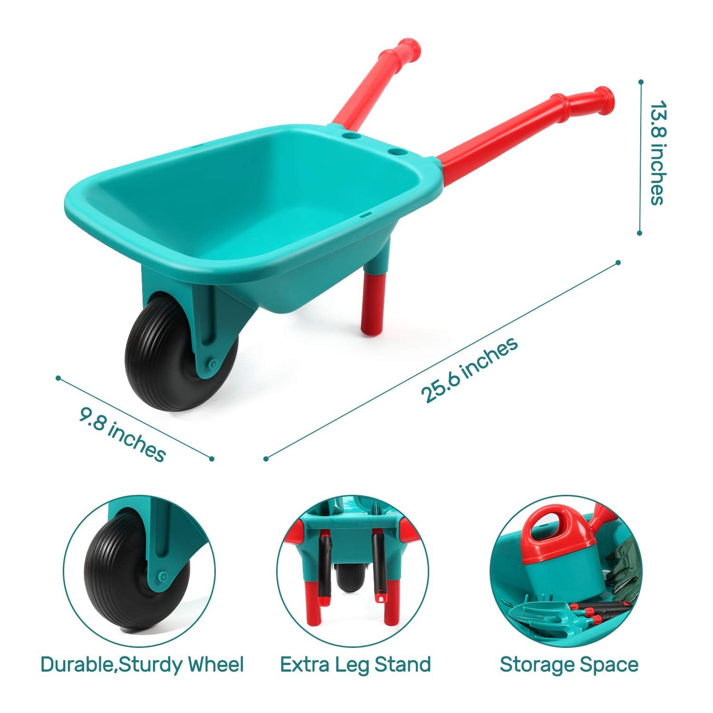 CUTE STONE Kids Gardening Tool Set with Wheelbarrow — Outdoor Garden Toys for Boys & Girls