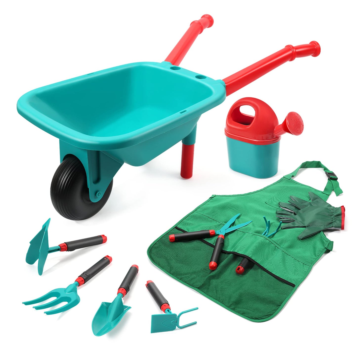 CUTE STONE Kids Gardening Tool Set with Wheelbarrow — Outdoor Garden Toys for Boys & Girls
