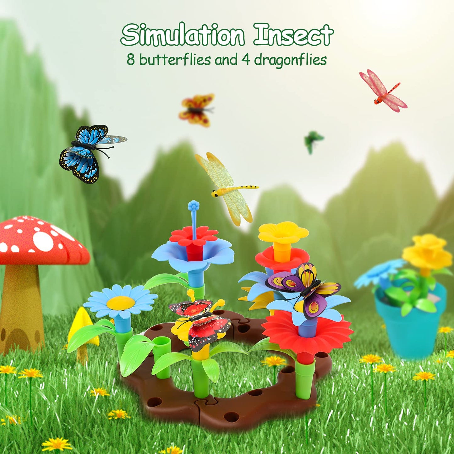 CUTE STONE Kids Gardening Tool Set with Wheelbarrow – Outdoor STEM Toy