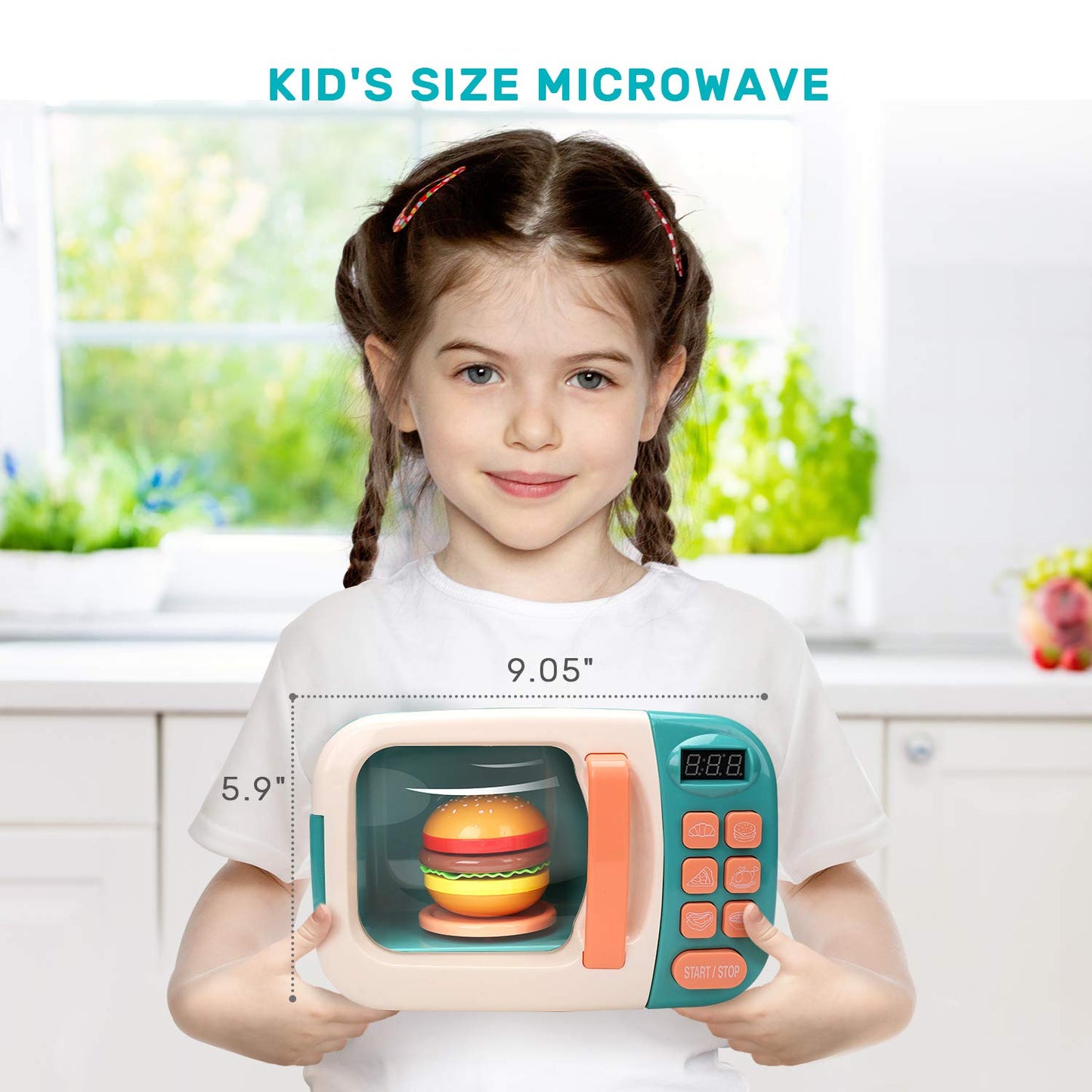 CUTE STONE Microwave Toys Kitchen Play Set – Realistic Electronic Oven & Play Food