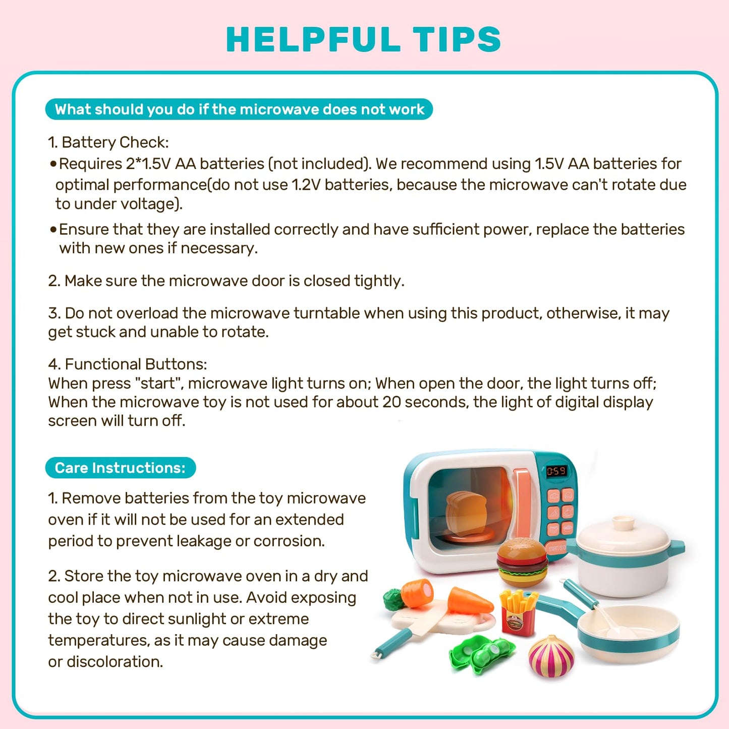 CUTE STONE Microwave Toys Kitchen Play Set – Realistic Electronic Oven & Play Food