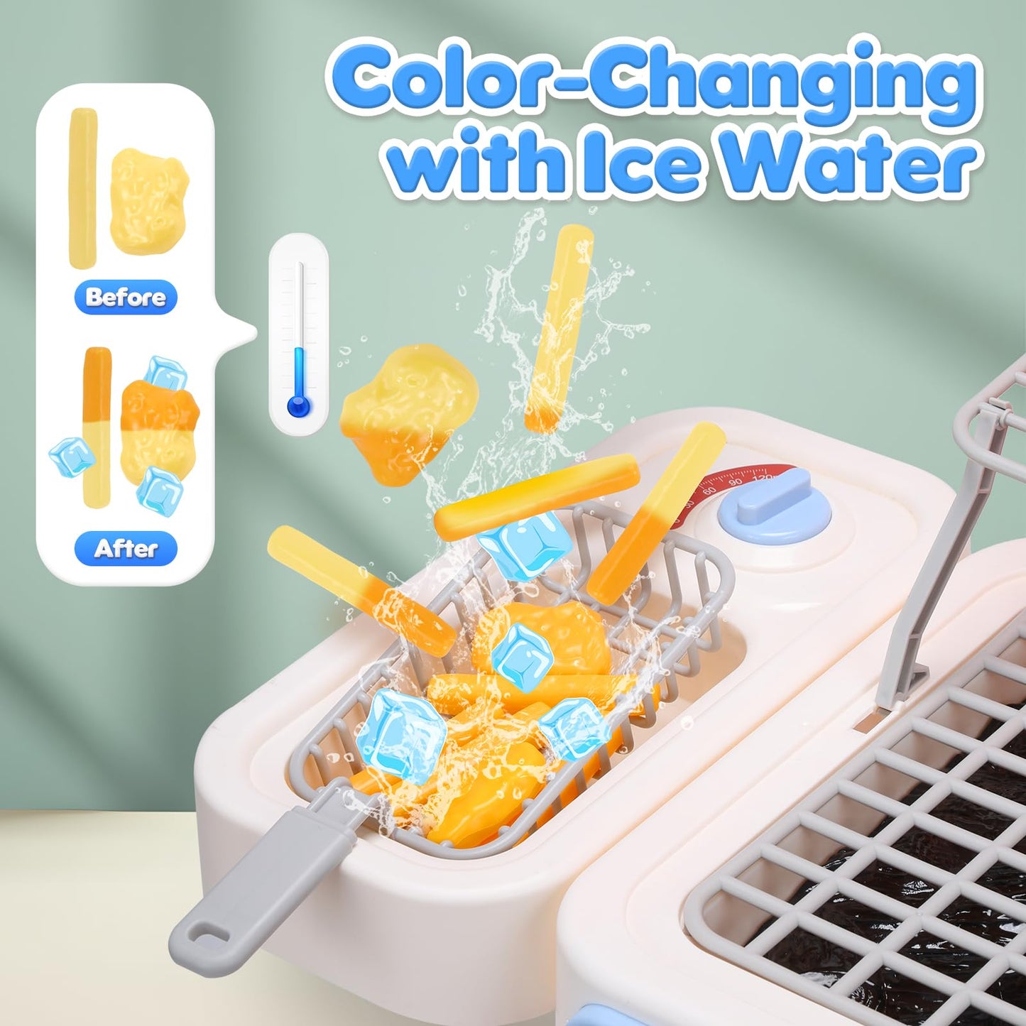 CUTE STONE BBQ Grill Toys for Kids – Color-Changing Food, Mist Spray & Sizzling Lights on Wheels