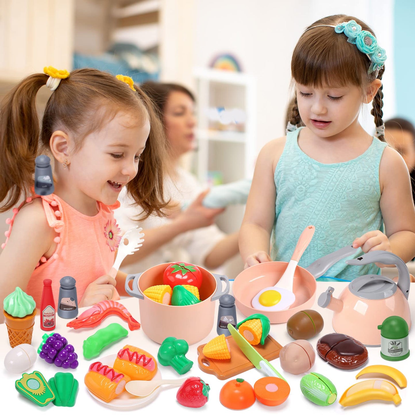 CUTE STONE Toy Kitchen Set – Pots, Pans & Utensils for Kids
