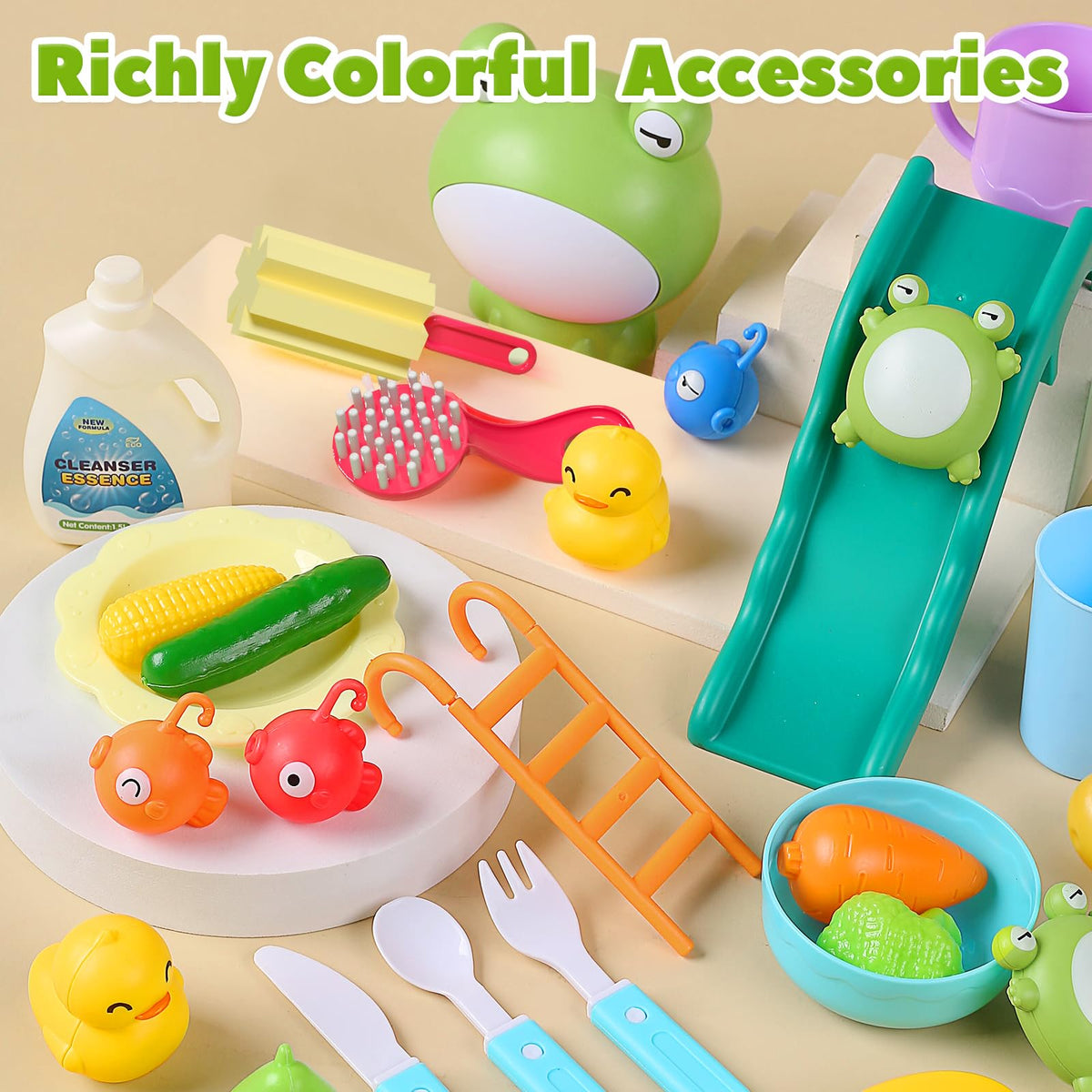 CUTE STONE Play Sink with Running Water – 2-in-1 Kitchen Toy with Upgraded Electric Faucet