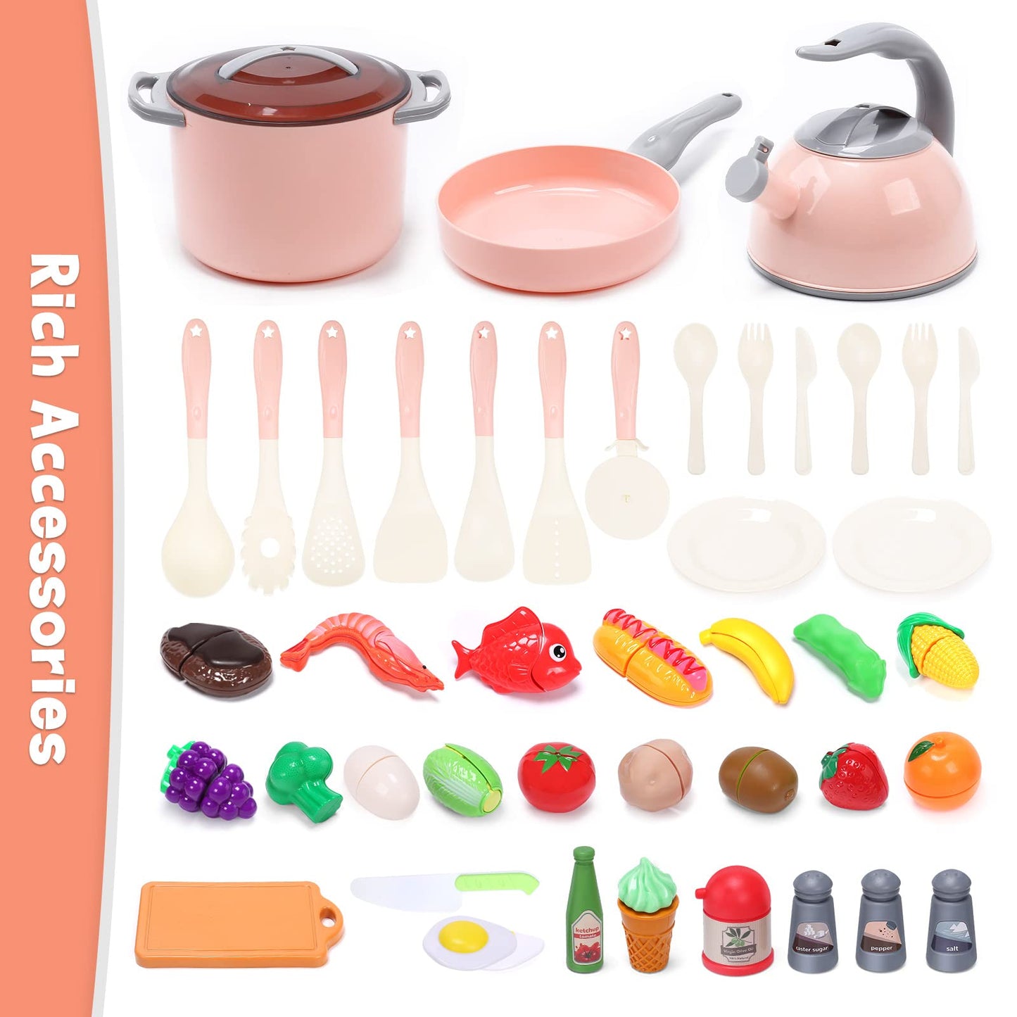 CUTE STONE Toy Kitchen Set – Pots, Pans & Utensils for Kids