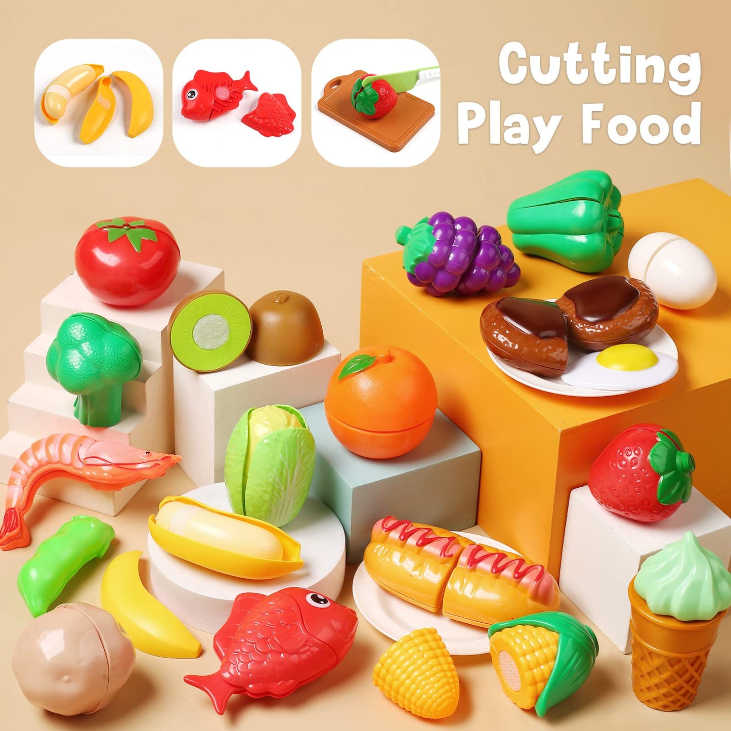 CUTE STONE Toy Kitchen Set – Pots, Pans & Utensils for Kids