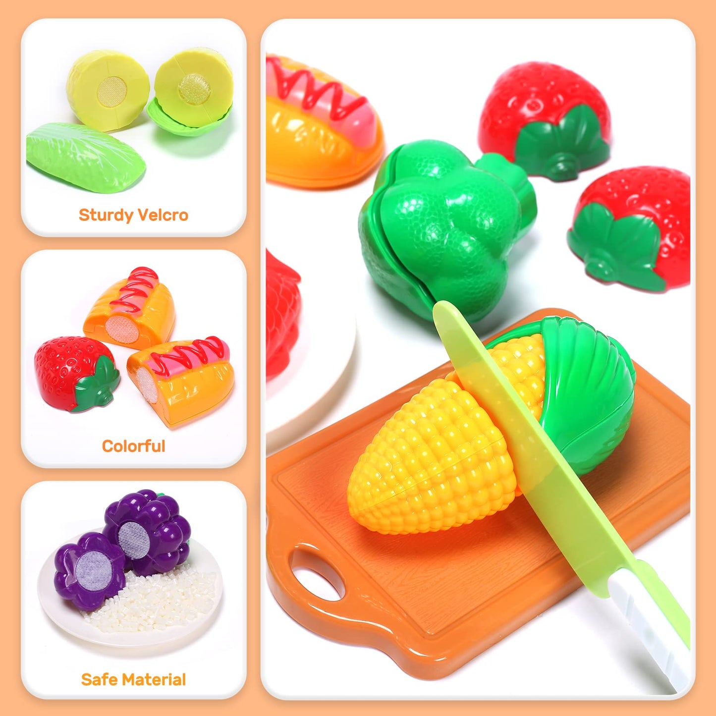 CUTE STONE Play Kitchen Accessories Set – Realistic Pretend Kitchen Toys for Kids