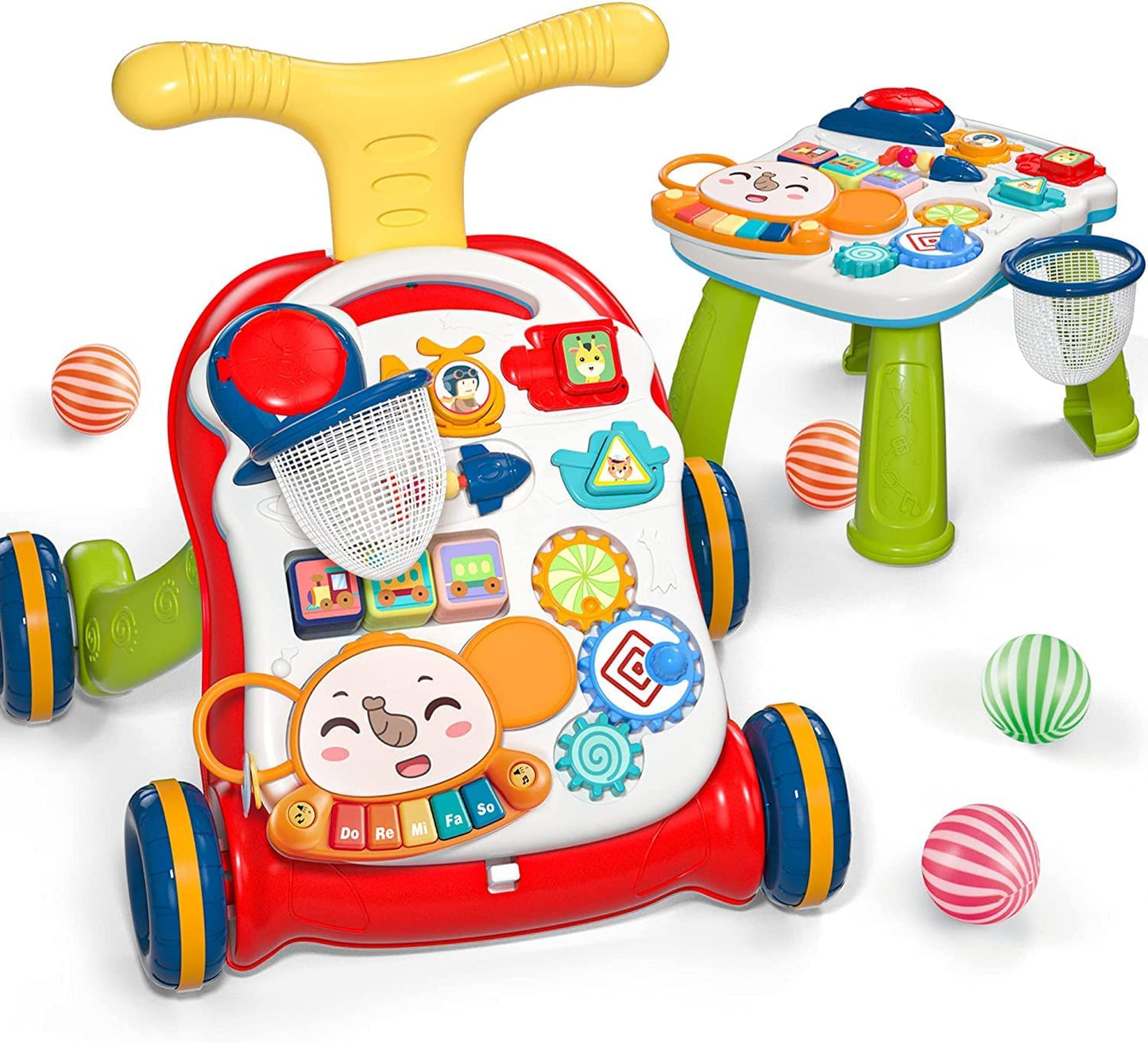 CUTE STONE Sit-to-Stand Learning Walker – 2-in-1 Baby Walker & Activity Center