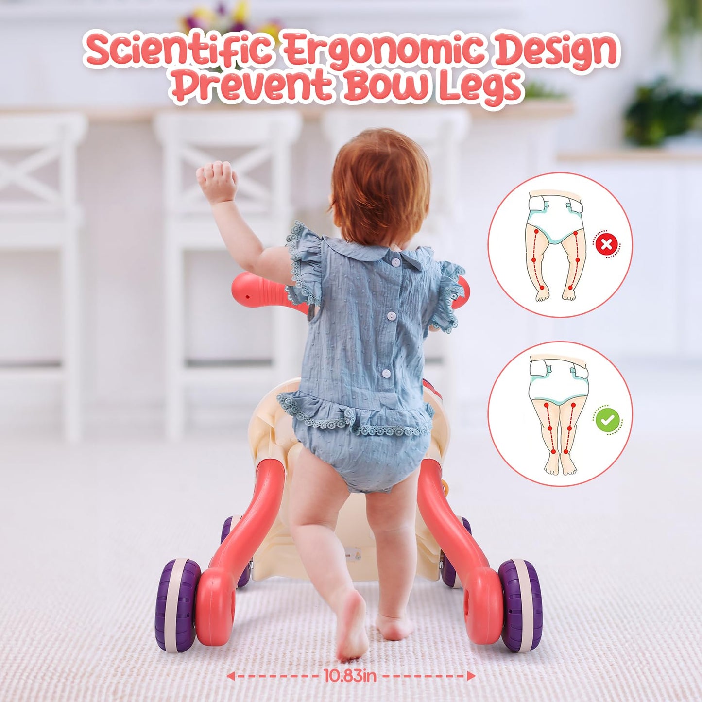 CUTE STONE Baby Walker — 2 in 1 Sit-to-Stand Learning Walker & Activity Center