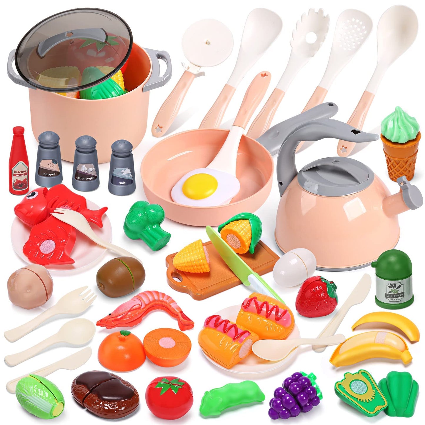 CUTE STONE Toy Kitchen Set – Pots, Pans & Utensils for Kids