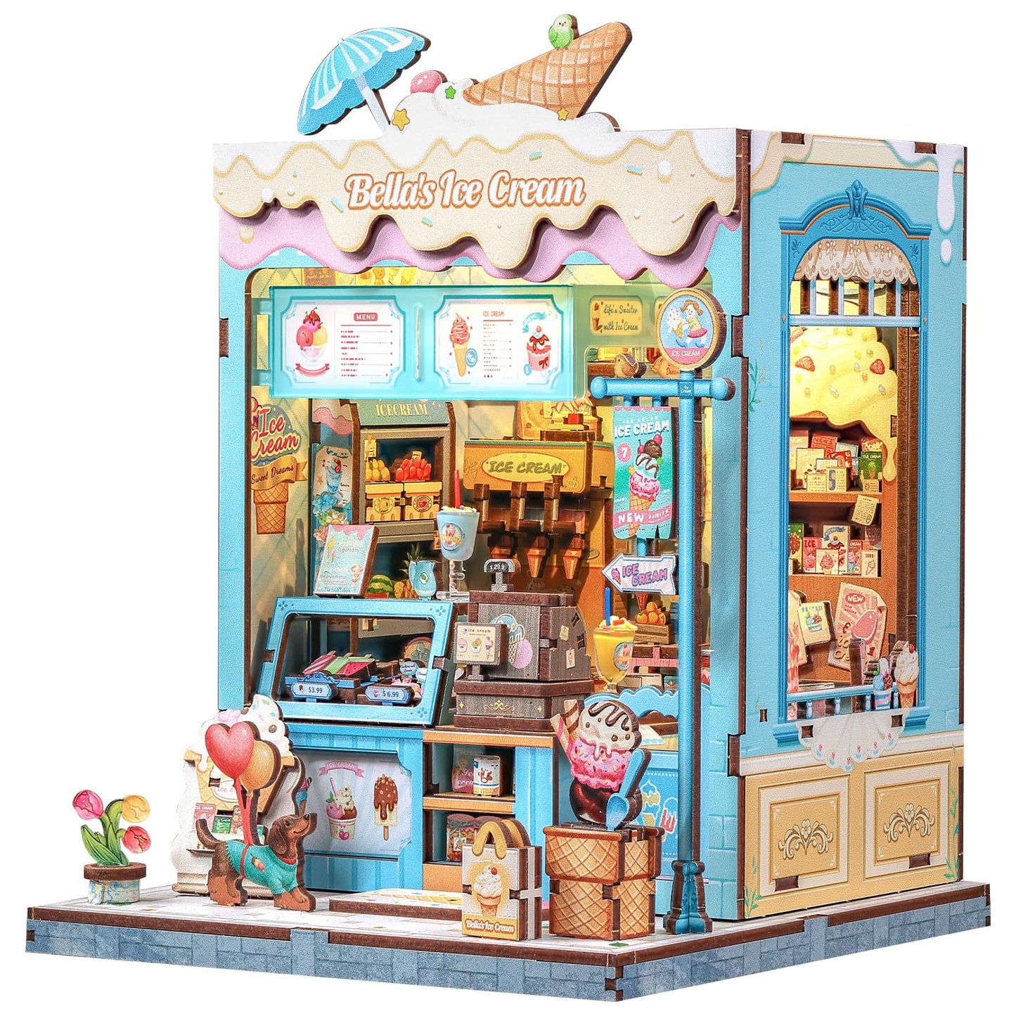 CUTEBEE Book Nook Kit - Bella's Ice Cream Miniature for Bookshelves