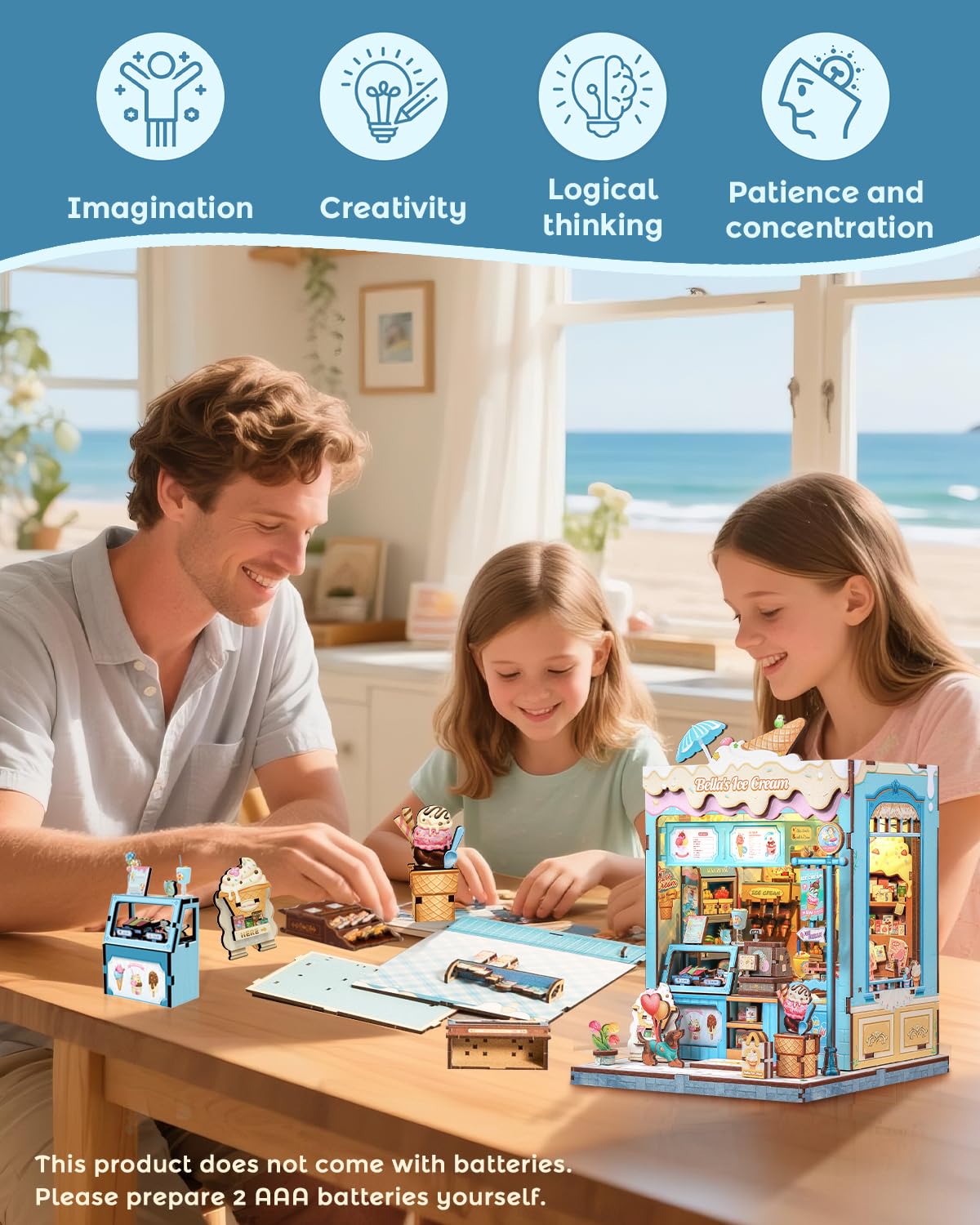 CUTEBEE Book Nook Kit – DIY Miniature Dollhouse for Bookshelves with LED Lighting