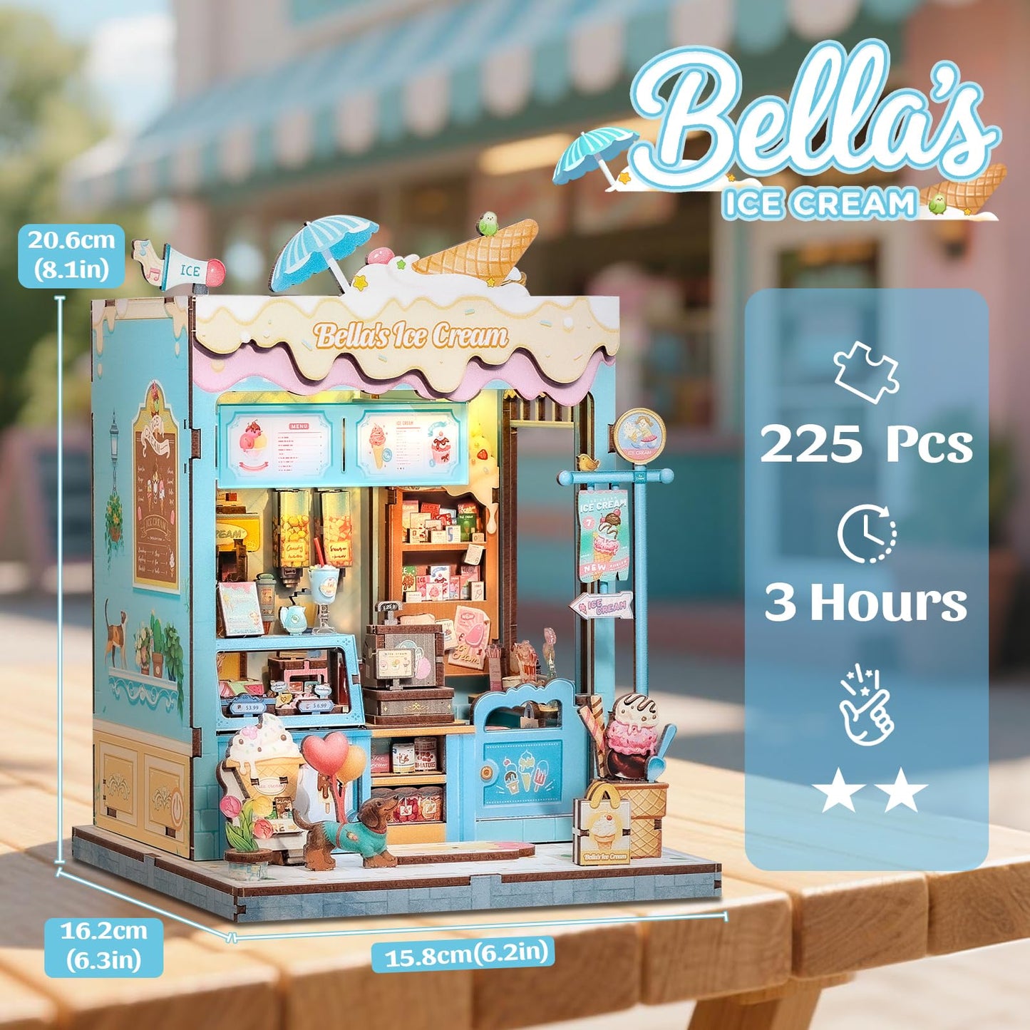 CUTEBEE Book Nook Kit - Bella's Ice Cream Miniature for Bookshelves