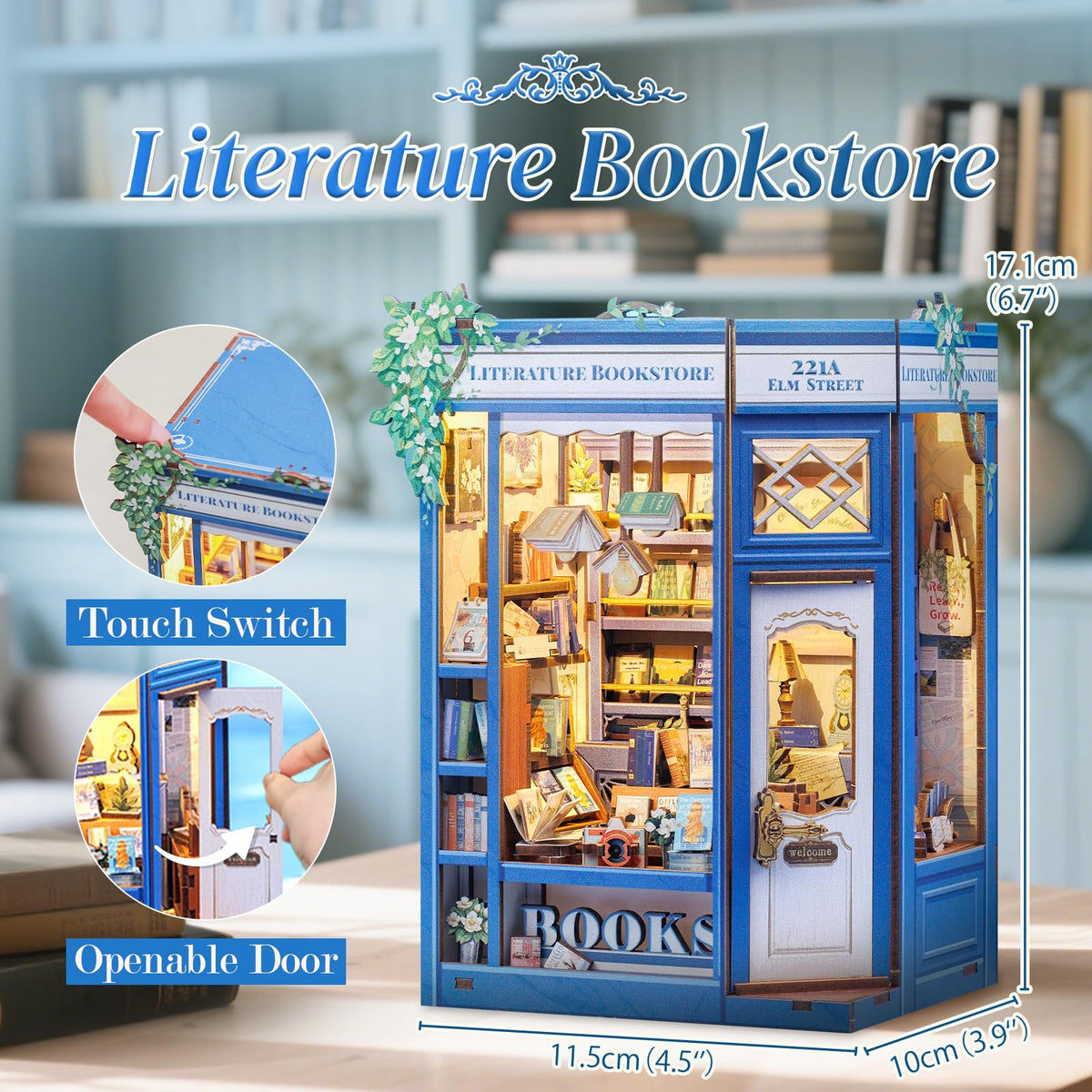 CUTEBEE Book Nook Kit – DIY Miniature House for Bookshelves | Literature Bookstore Decor